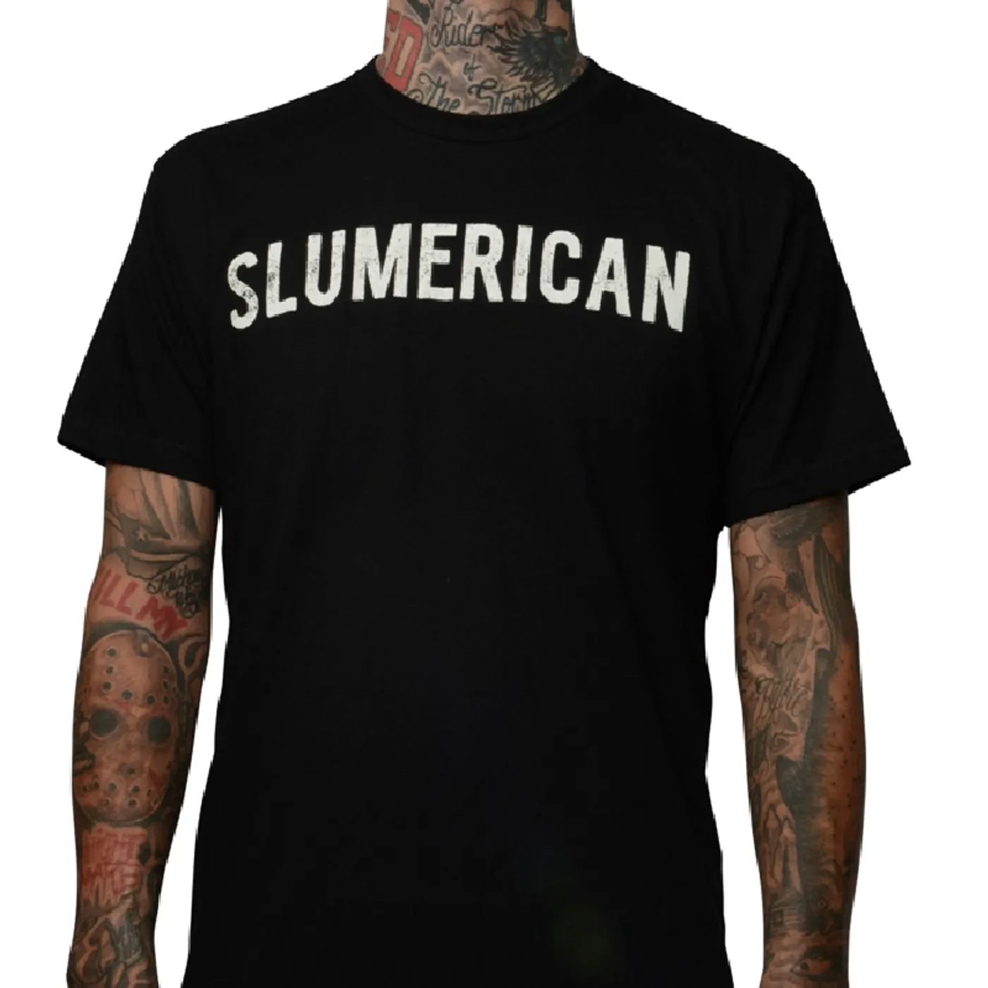 Slumerican White Logo Black Tee