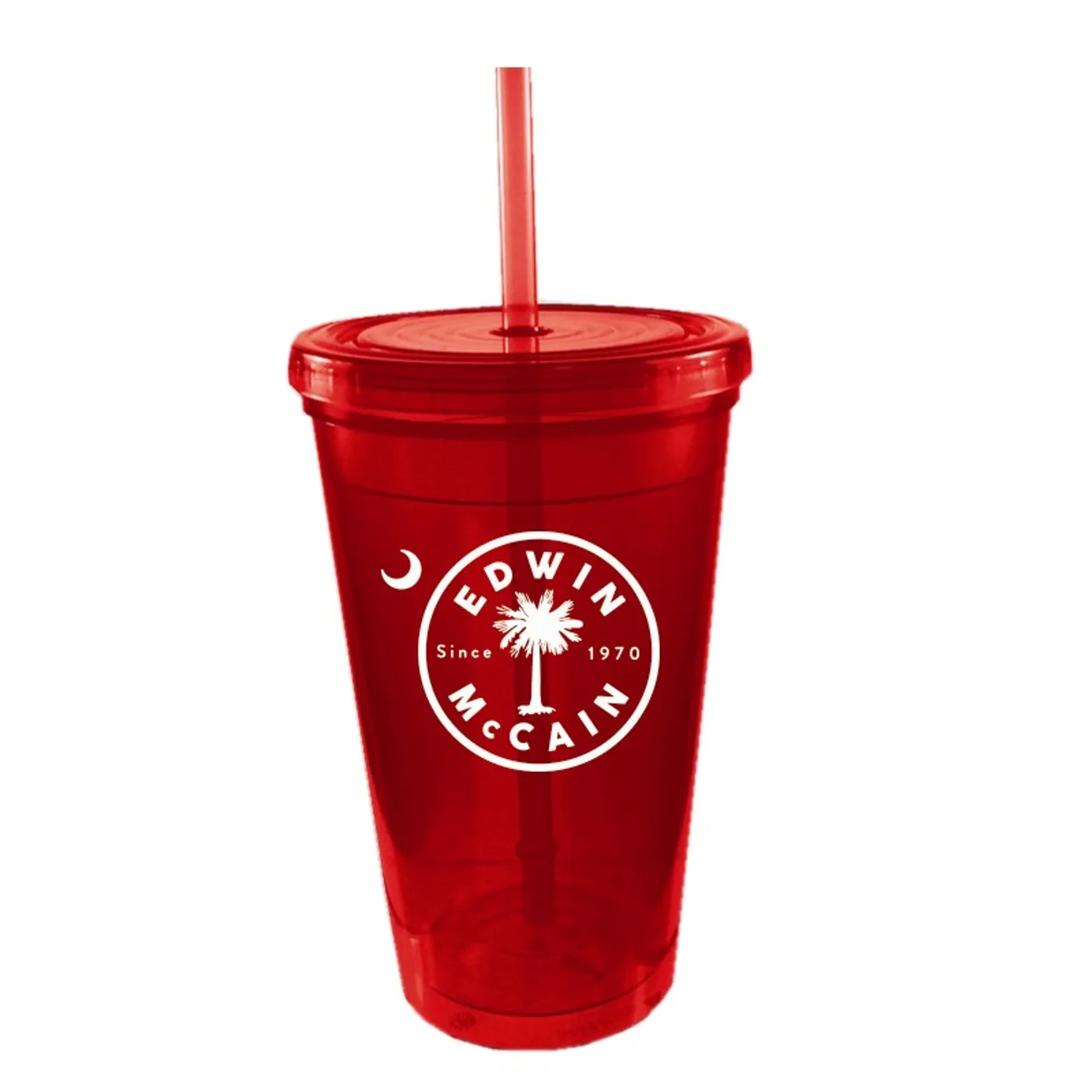 Edwin McCain Red Plastic Cup w/ Straw