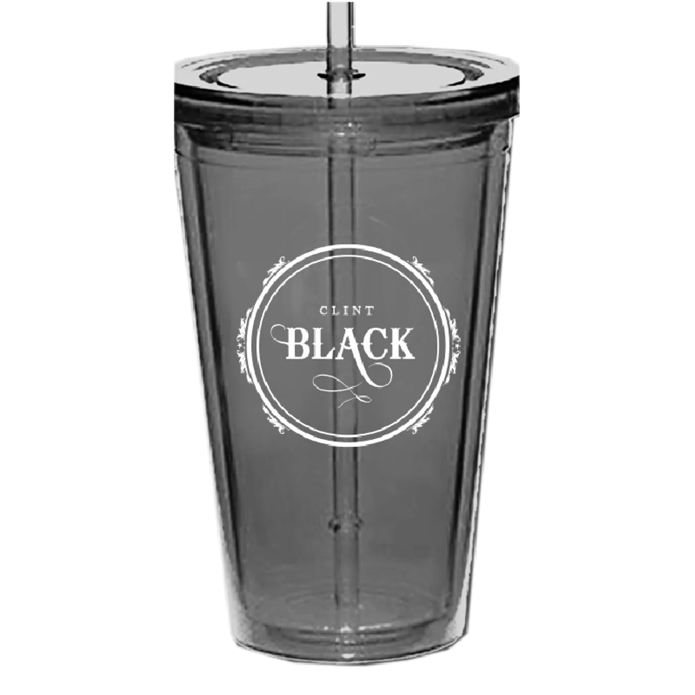 Clint Black Acrylic Black Tumbler w/ Straw