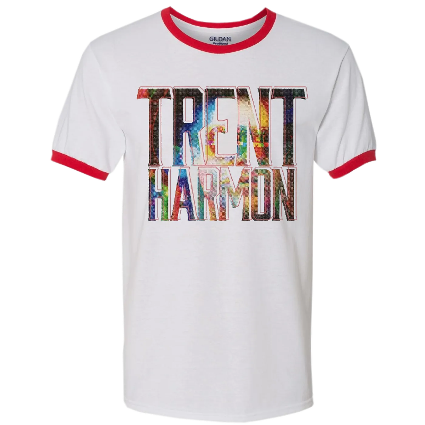 Trent Harmon White and Red Ringer Tee