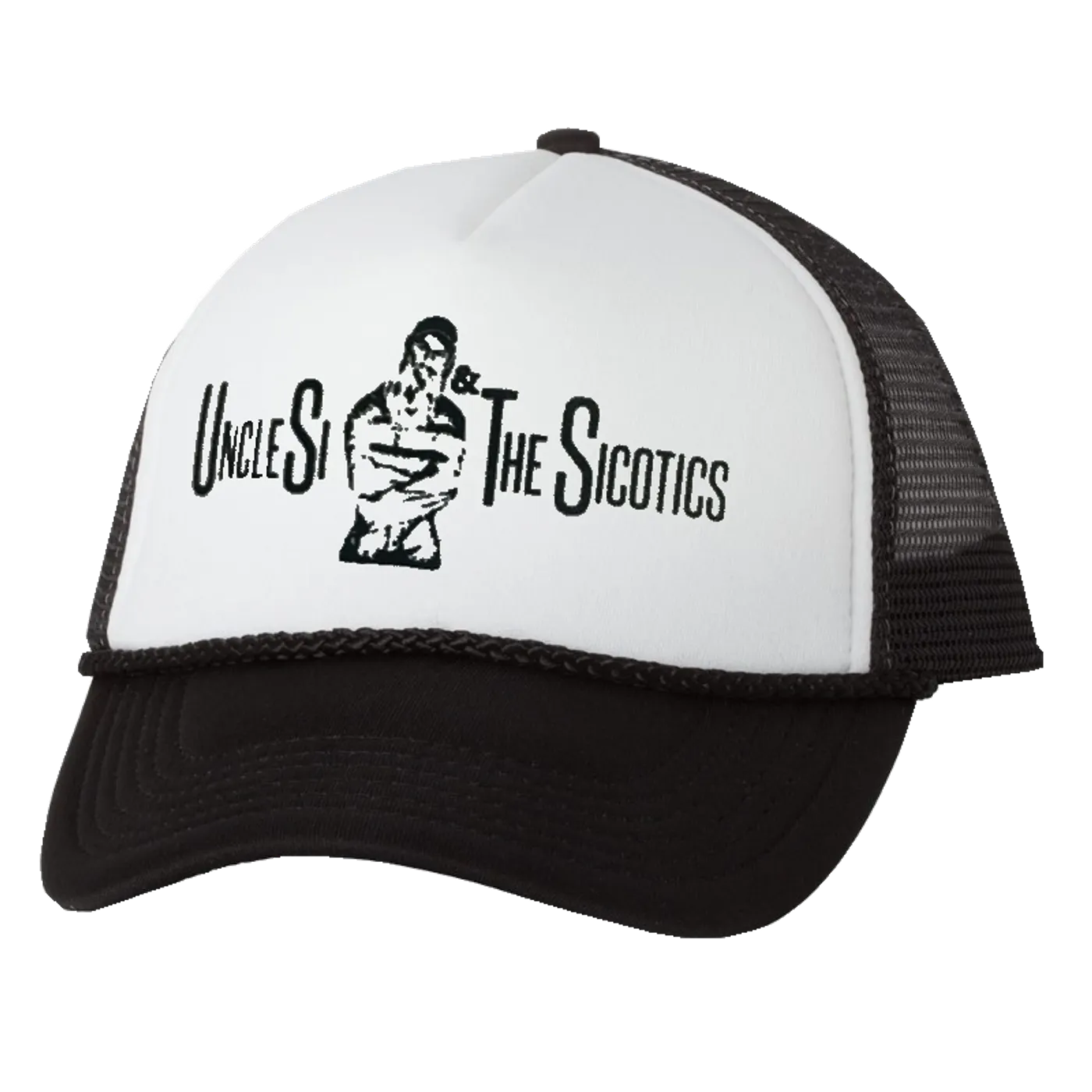 Uncle Si and the Sicotoics Uncle Si and the Sicotics White and Black Trucker Hat - Black Imprint