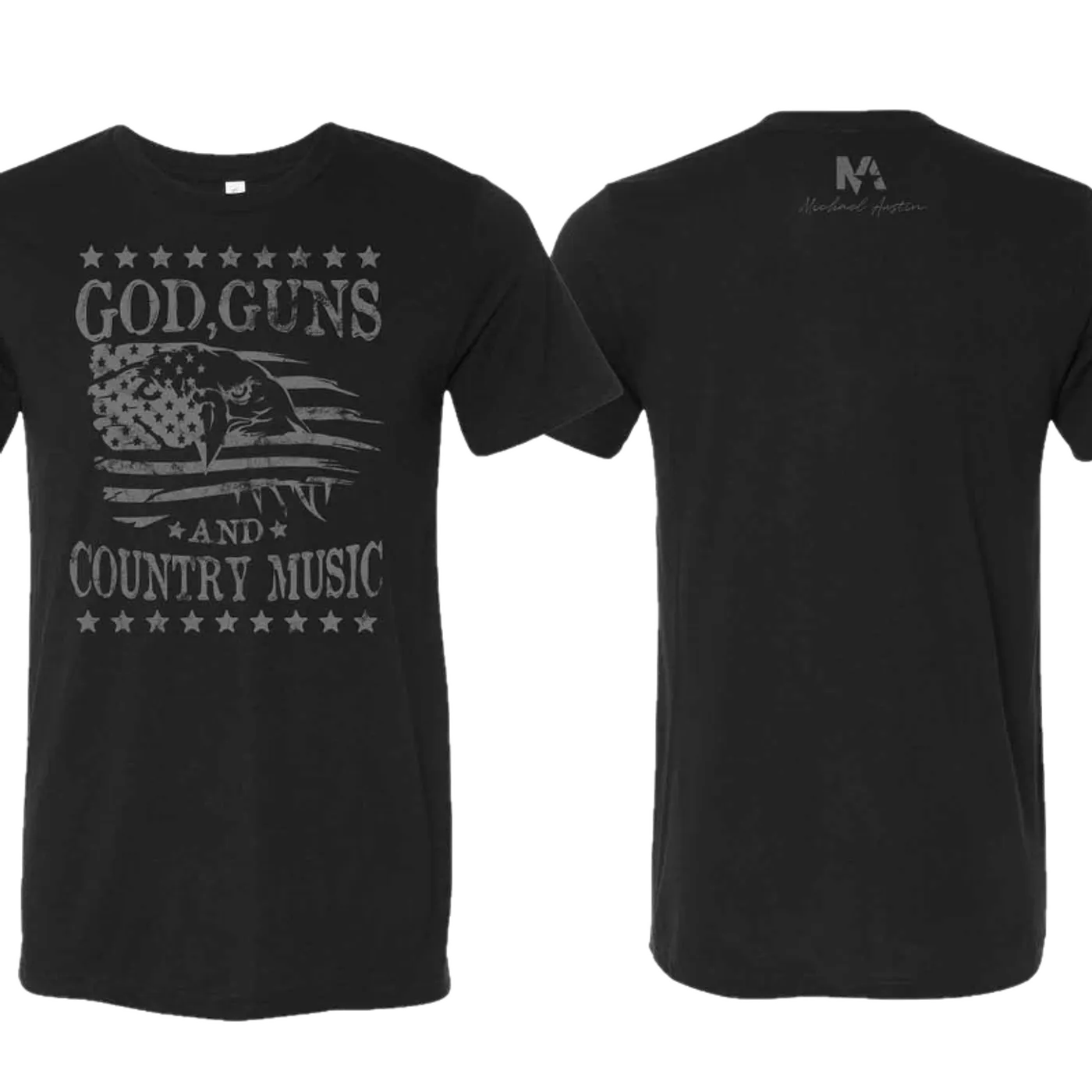 Michael Austin Black Heather Eagle Tee
