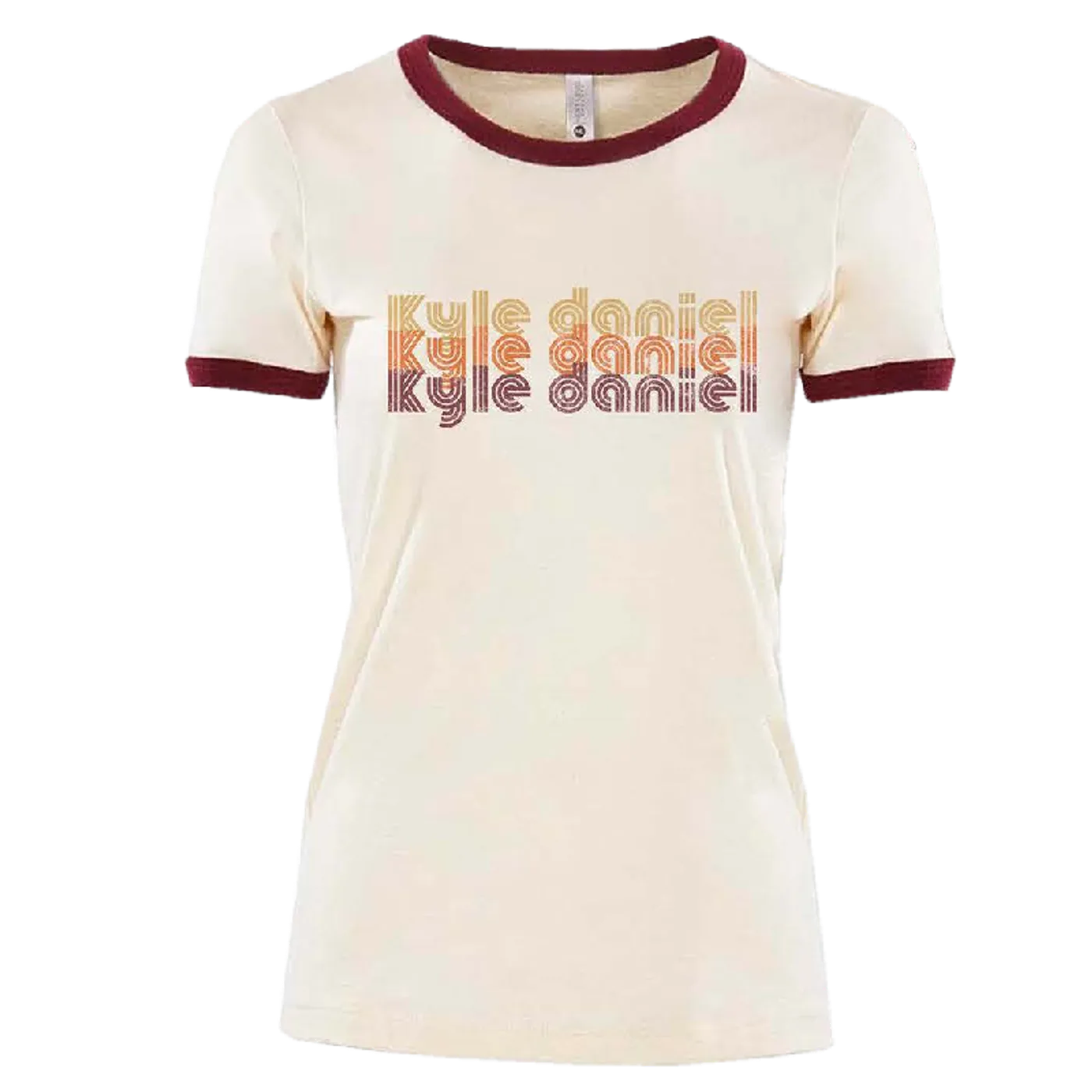 Kyle Daniel Ladies Natural and Maroon Ringer Tee