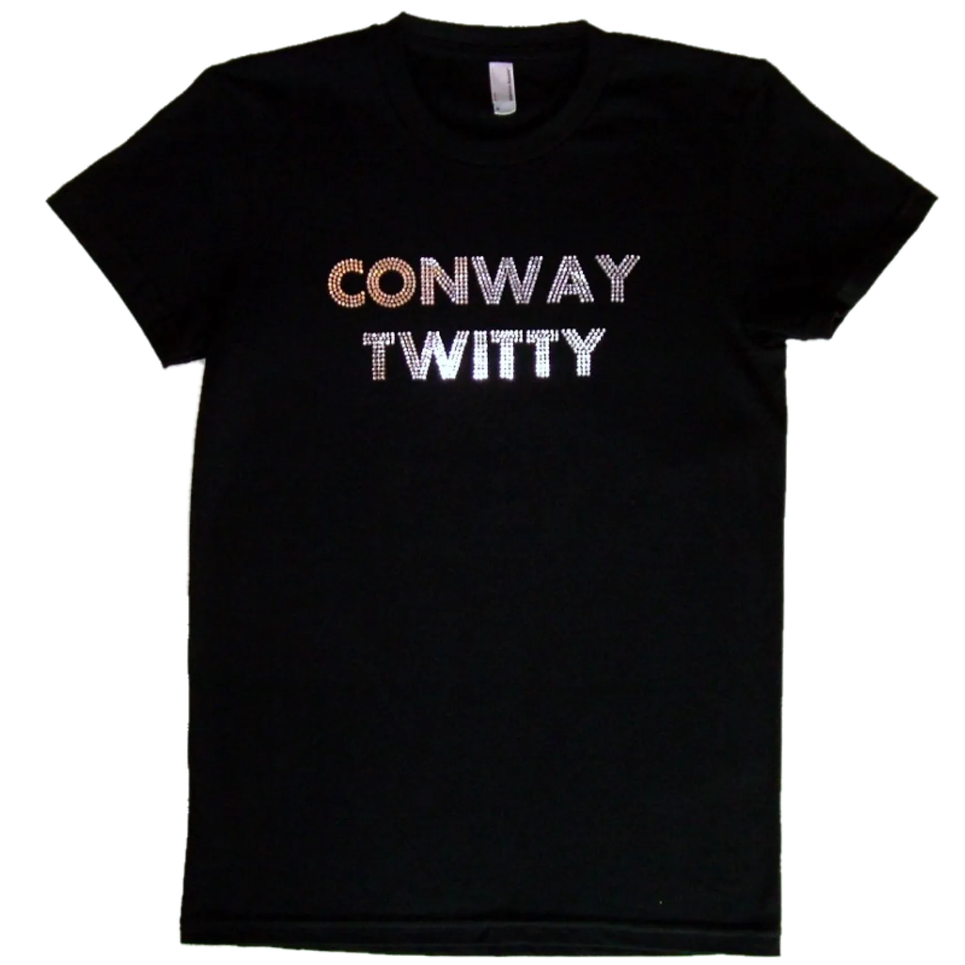 Conway Twitty Ladies Black Tee-Silver