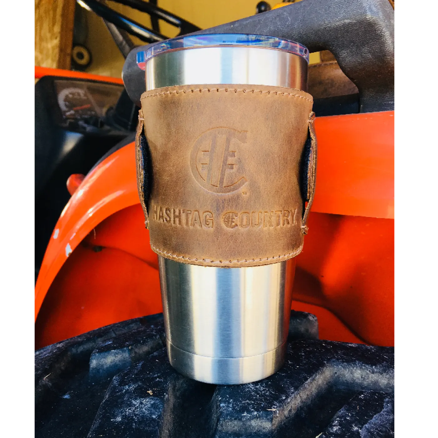 Hashtag Country Artisan Leather Logo Can Cooler