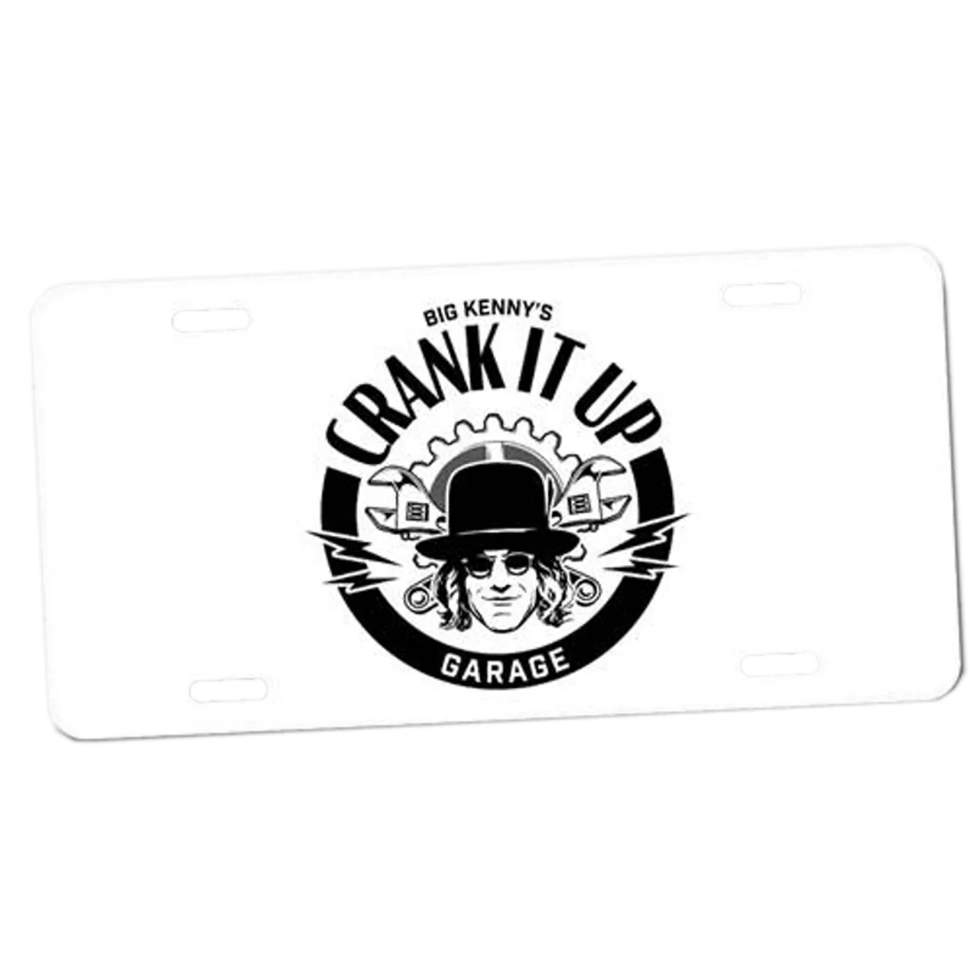 Crank It Up White License Plate