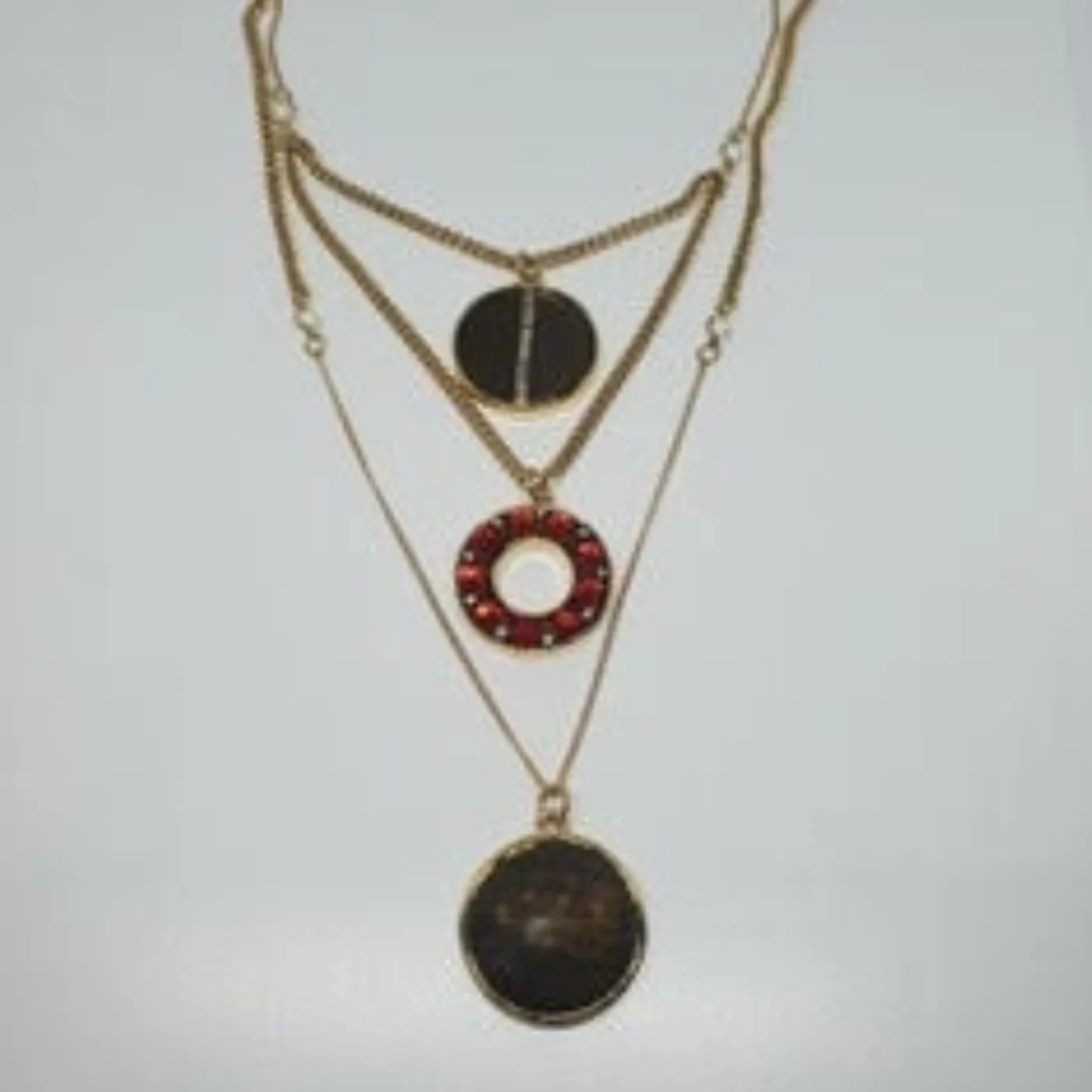 Marie Osmond 3 Row Multi Pendant Necklace