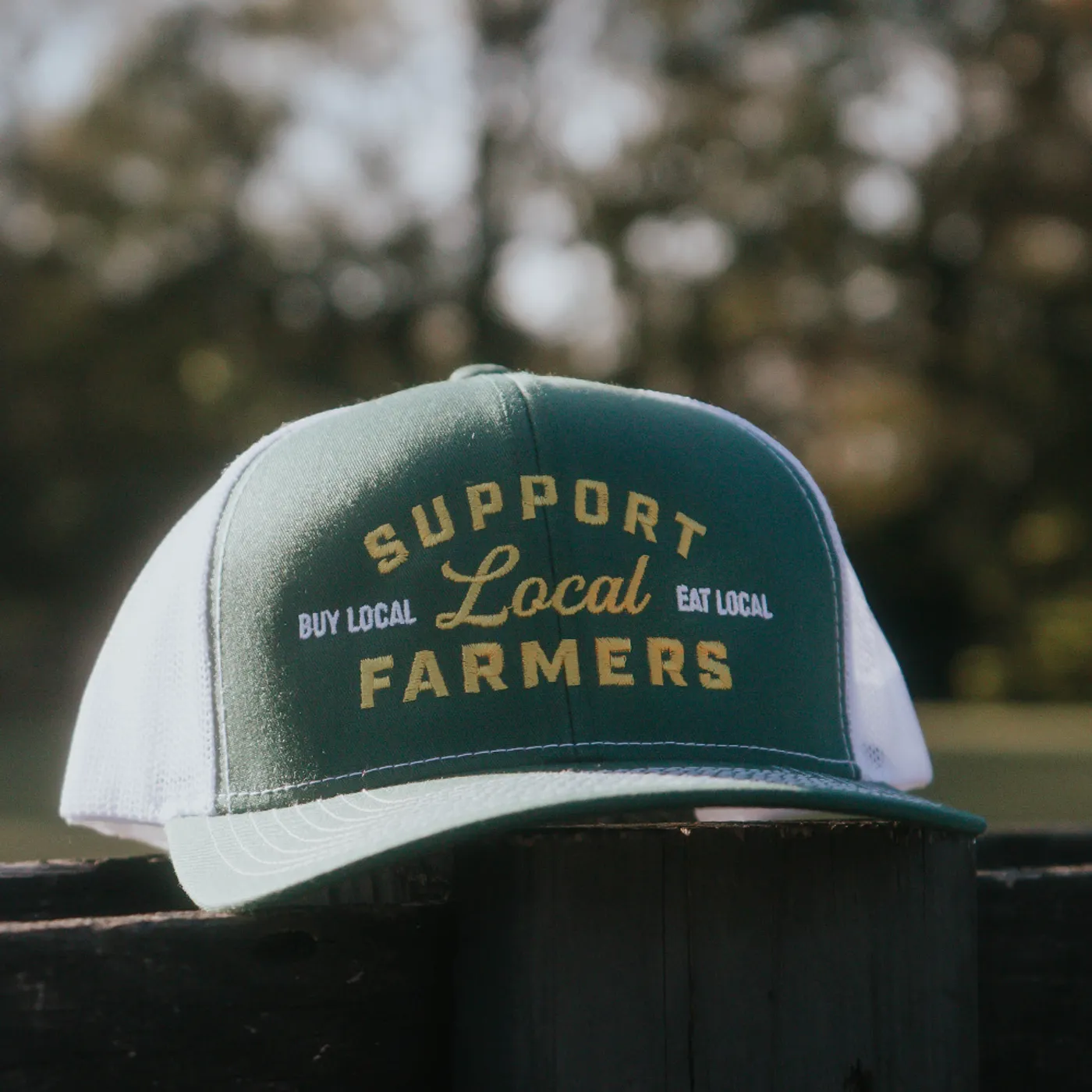 Jordan Rowe Green and White Support Local Farmers Hat