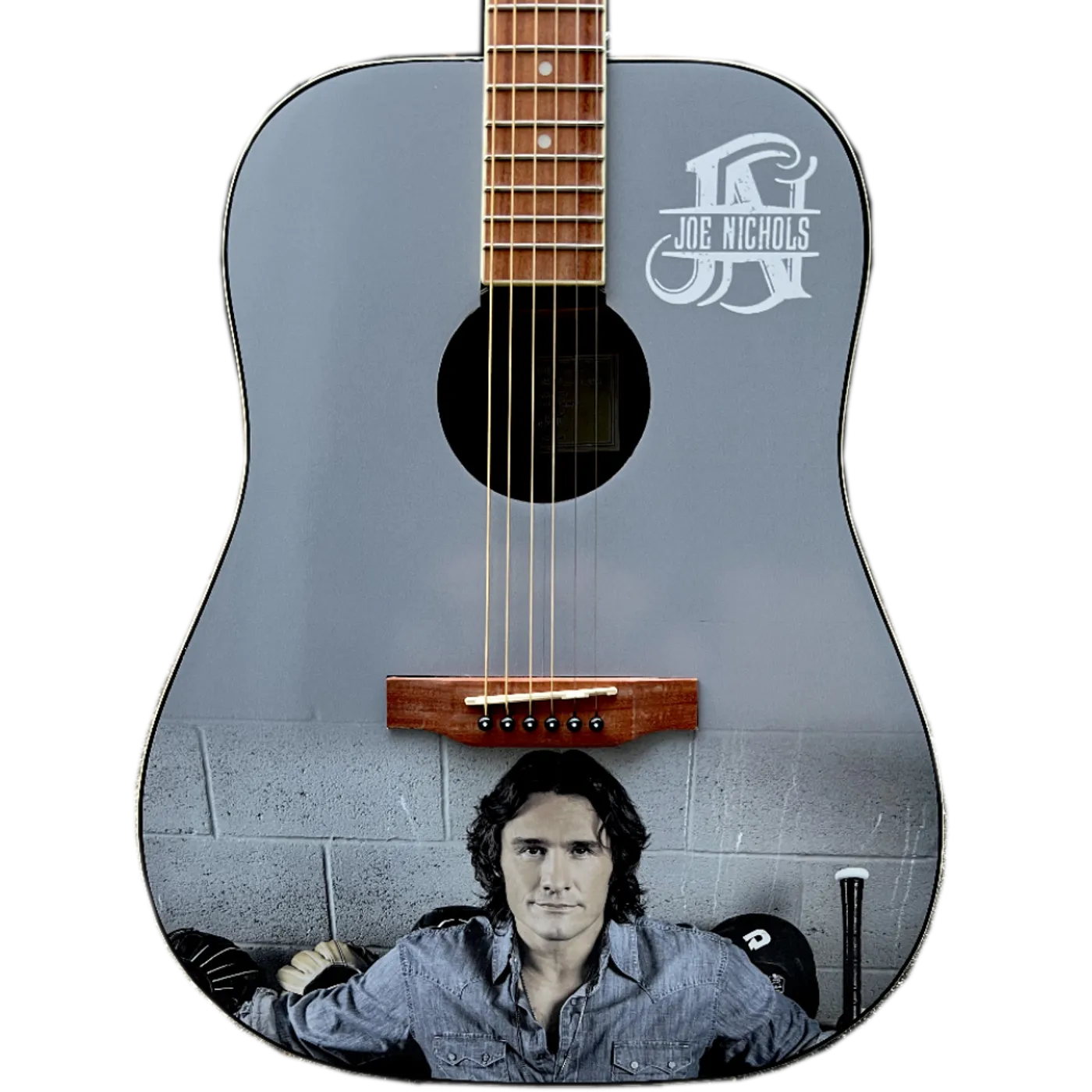 Joe Nichols Signed and Personalized Guitar- Denim Shirt (Sitting)