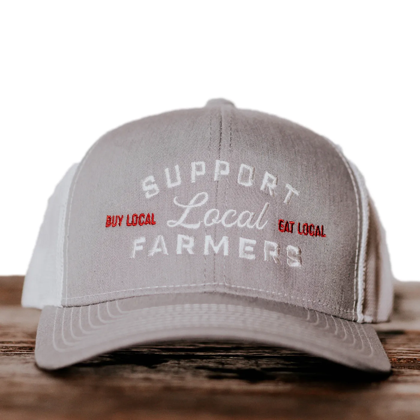 Jordan Rowe Light Grey and White Support Local Farmers Hat