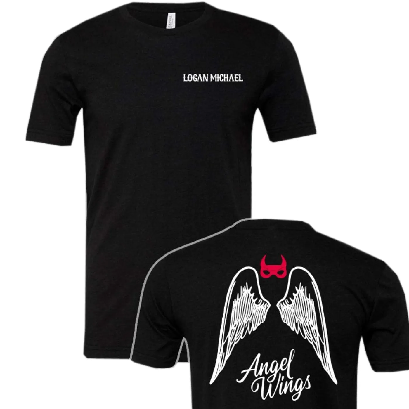 Logan Michael Black Heather Angel Wings Tee