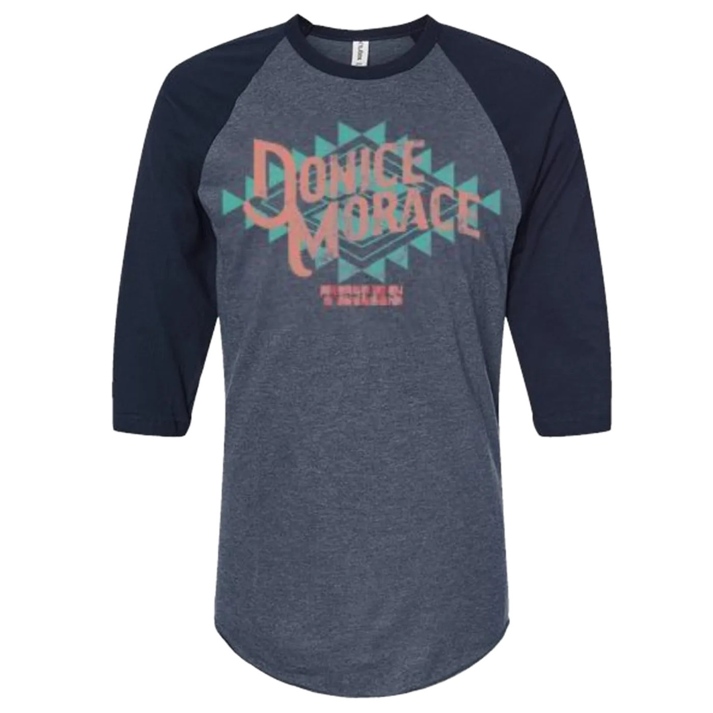 Donice Morace Heather Denim and Navy Raglan Tee