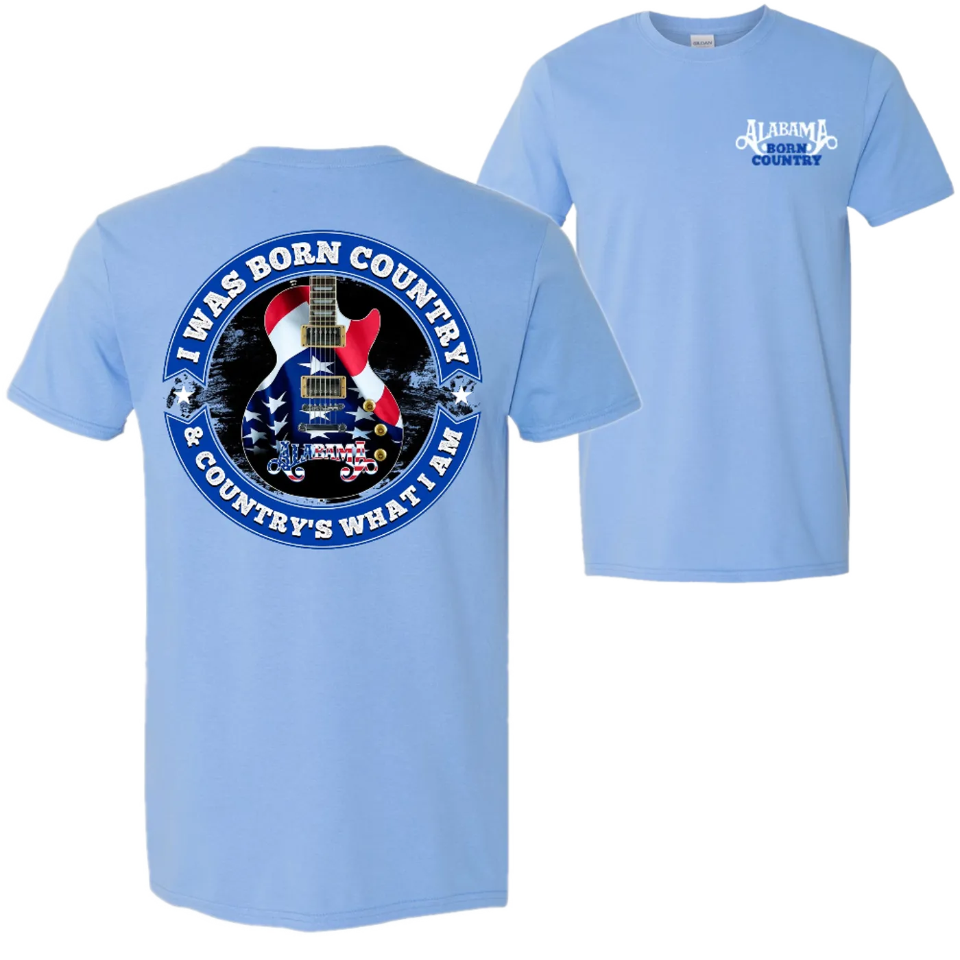 Alabama Carolina Blue Born Country Tee