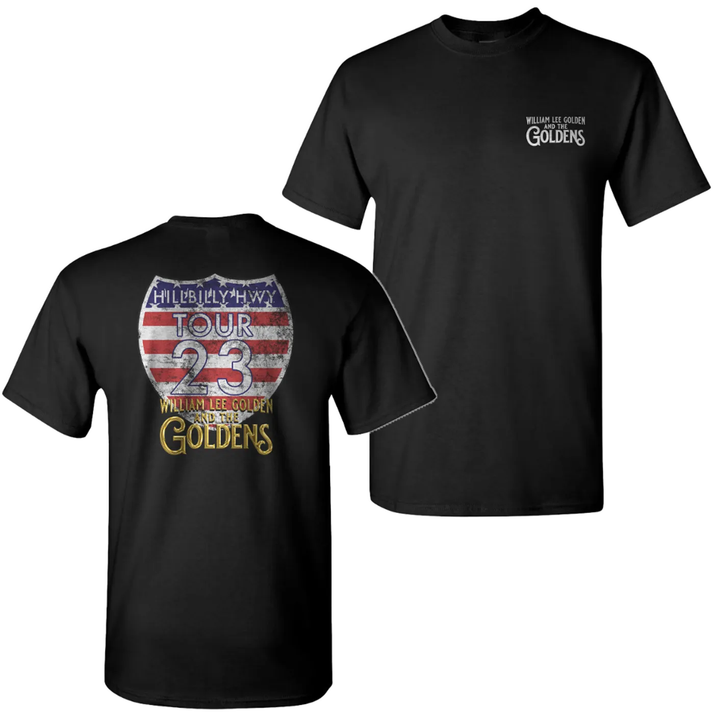 William Lee Golden The Goldens Black Hillbilly Hwy Tour Roadsign Tee