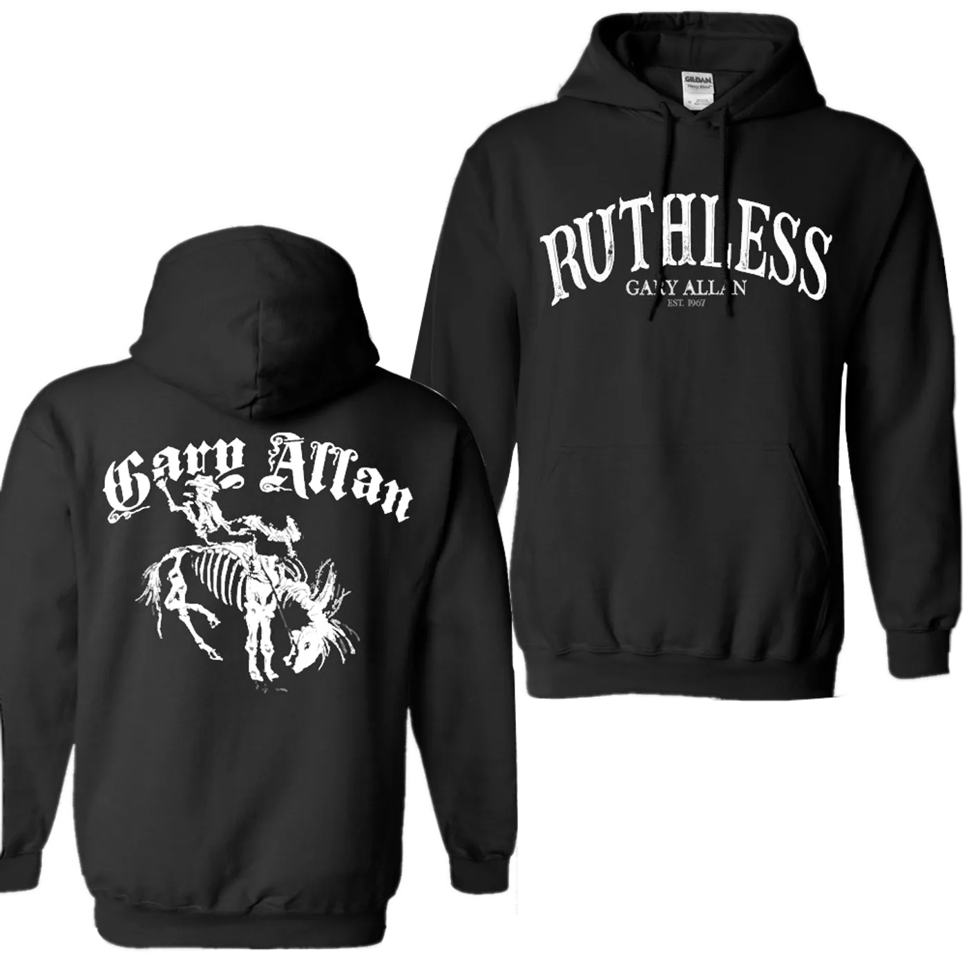 Gary Allan Black Pullover Ruthless Hoodie (White Imprint)