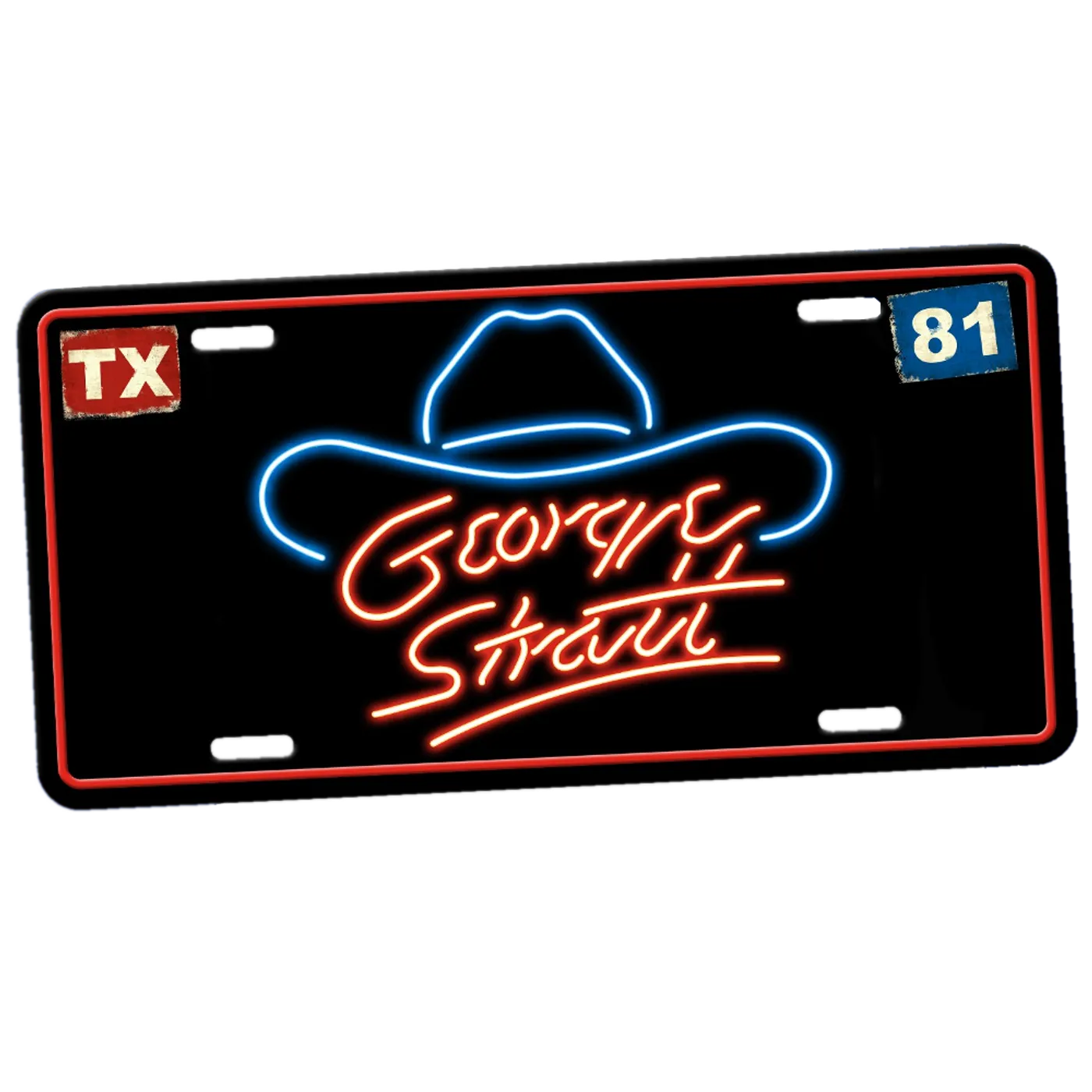 George Strait Neon Hat License Plate
