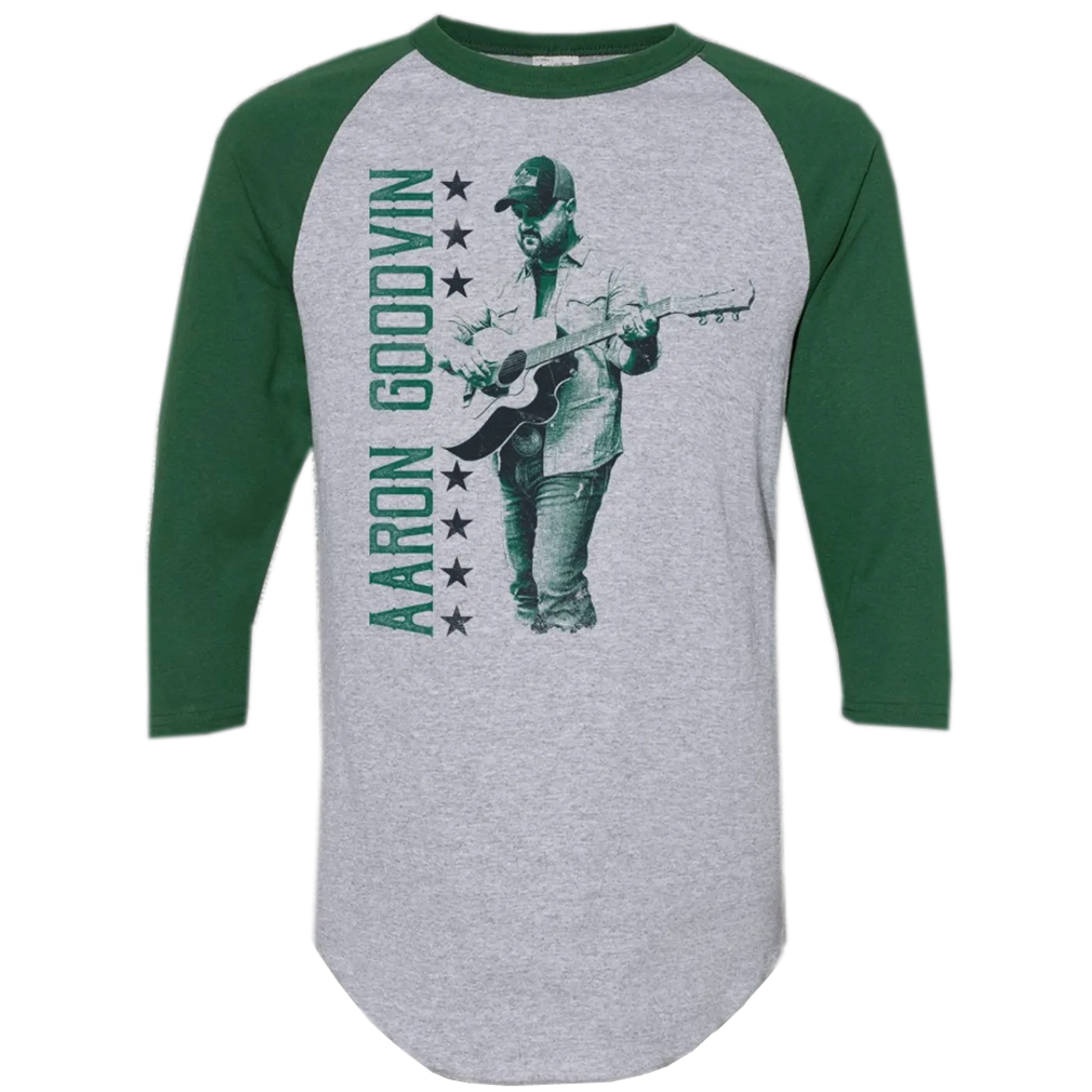 Aaron Goodvin Heather Grey and Green Raglan