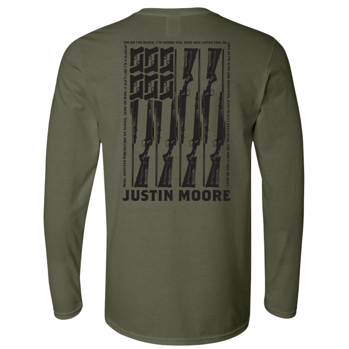 Justin Moore Long Sleeve Military Green Guns Tee