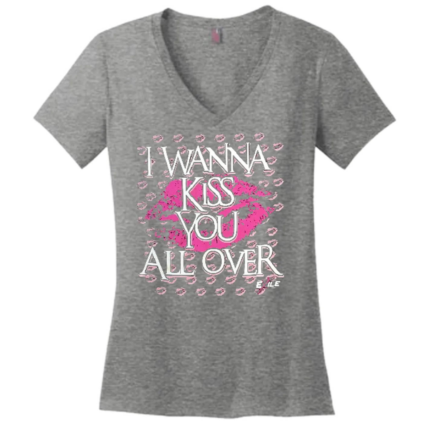 Exile Kiss You All Over Grey V Neck Tee