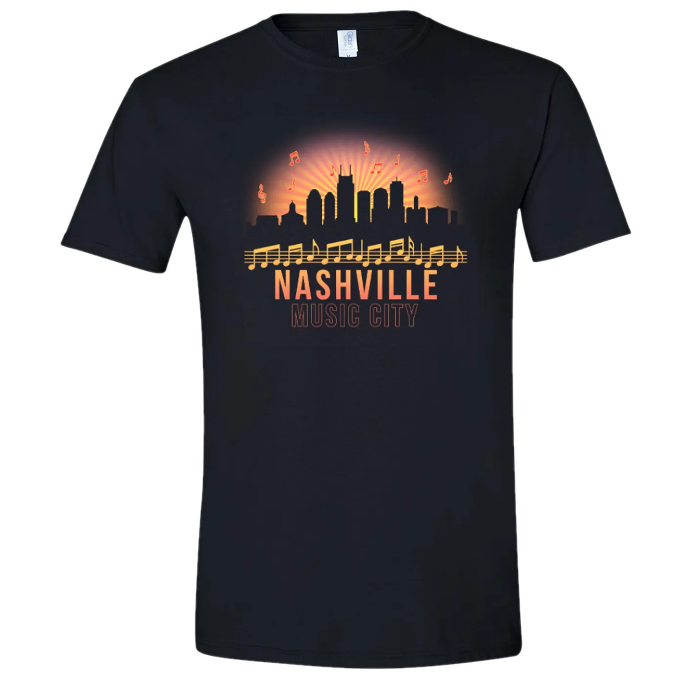 Black Nashville Music City Skyline Tee