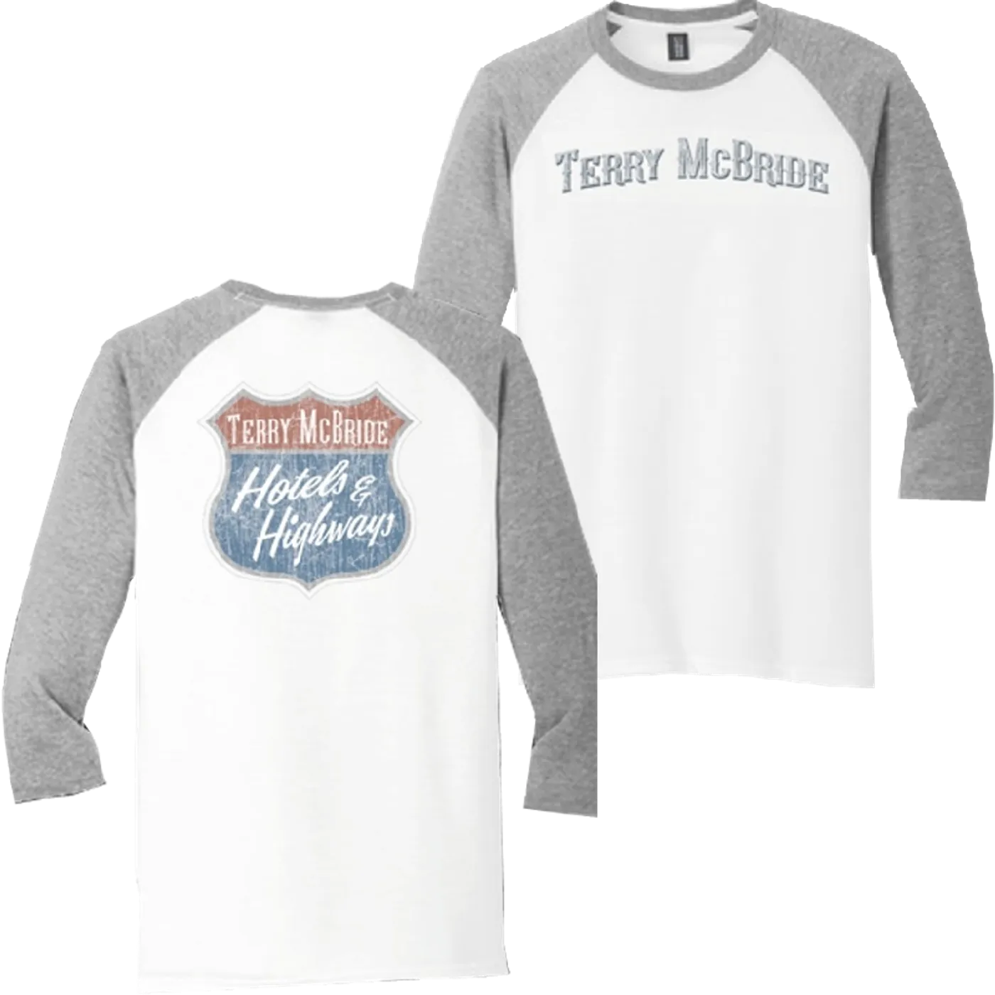 Terry McBride White and Grey Raglan Tee
