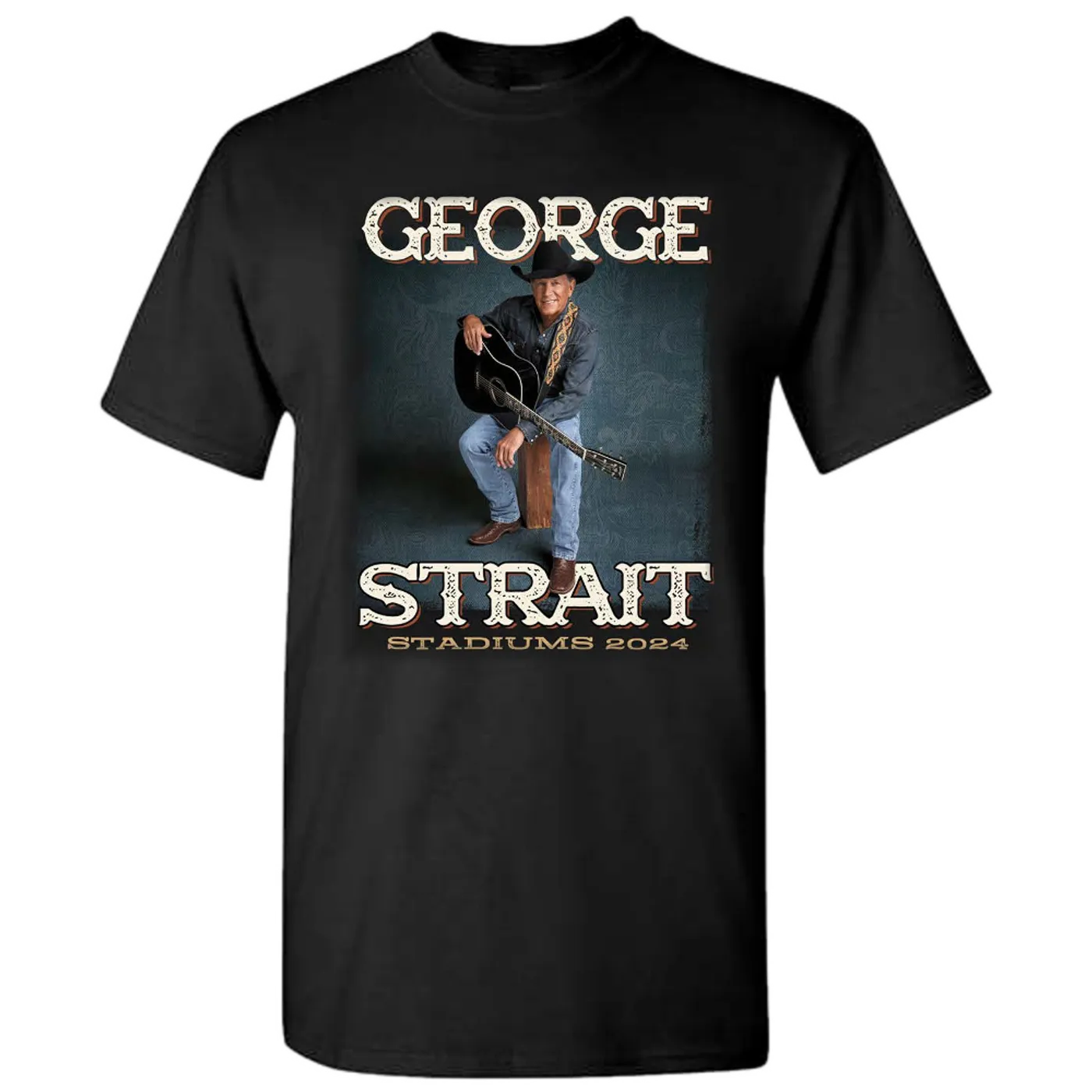 George Strait Black Photo (Sitting) Tee