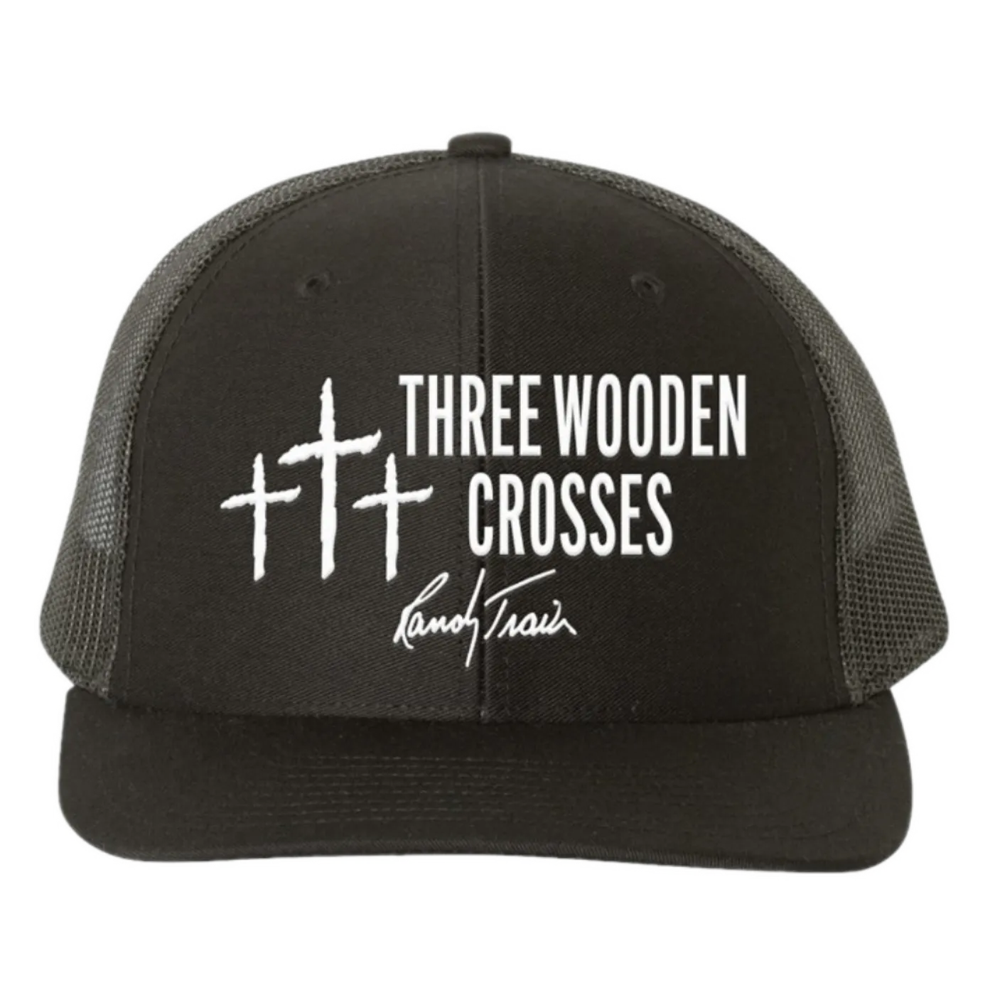 Randy Travis Three Wooden Crosses Black Ballcap