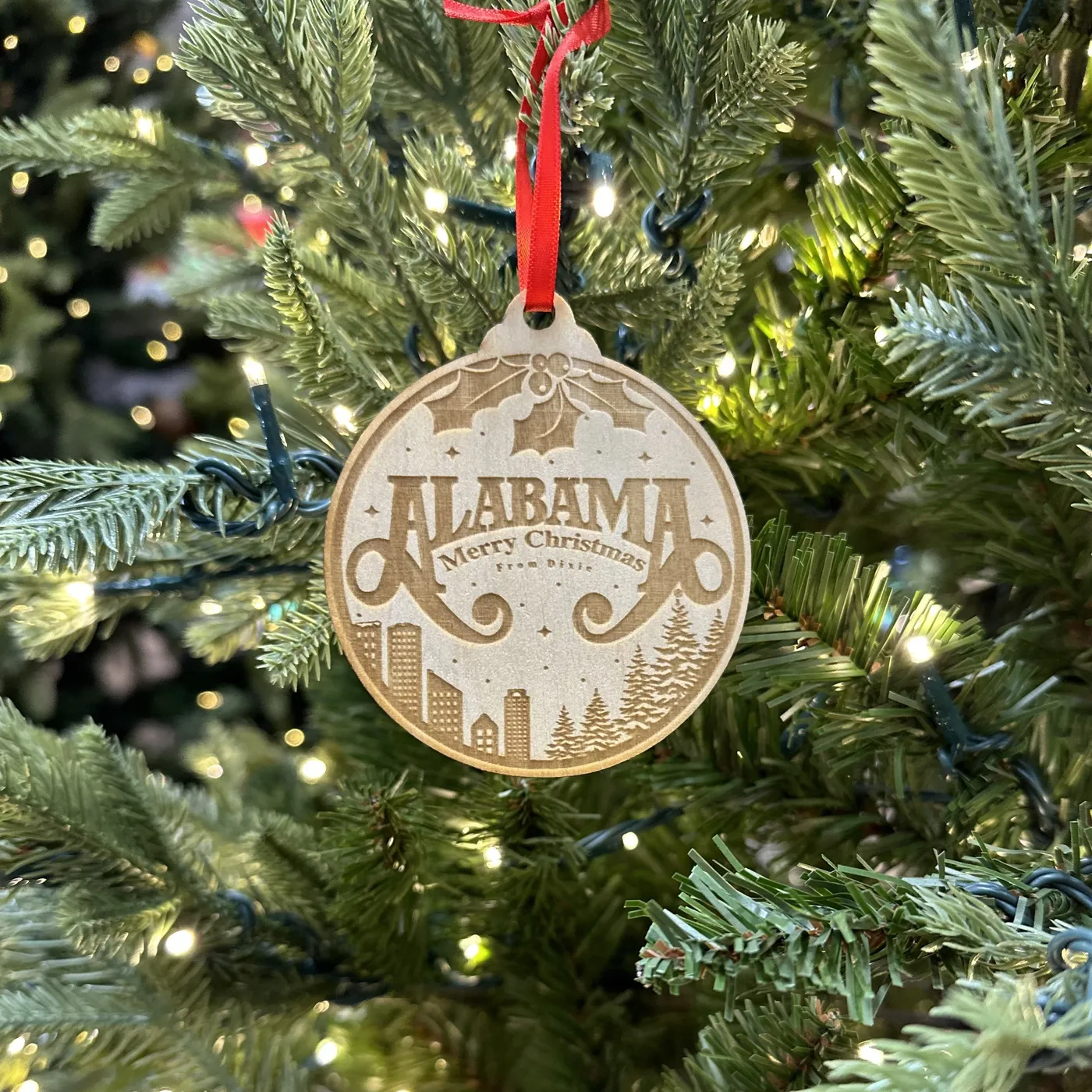 Alabama Wooden Christmas Ornament