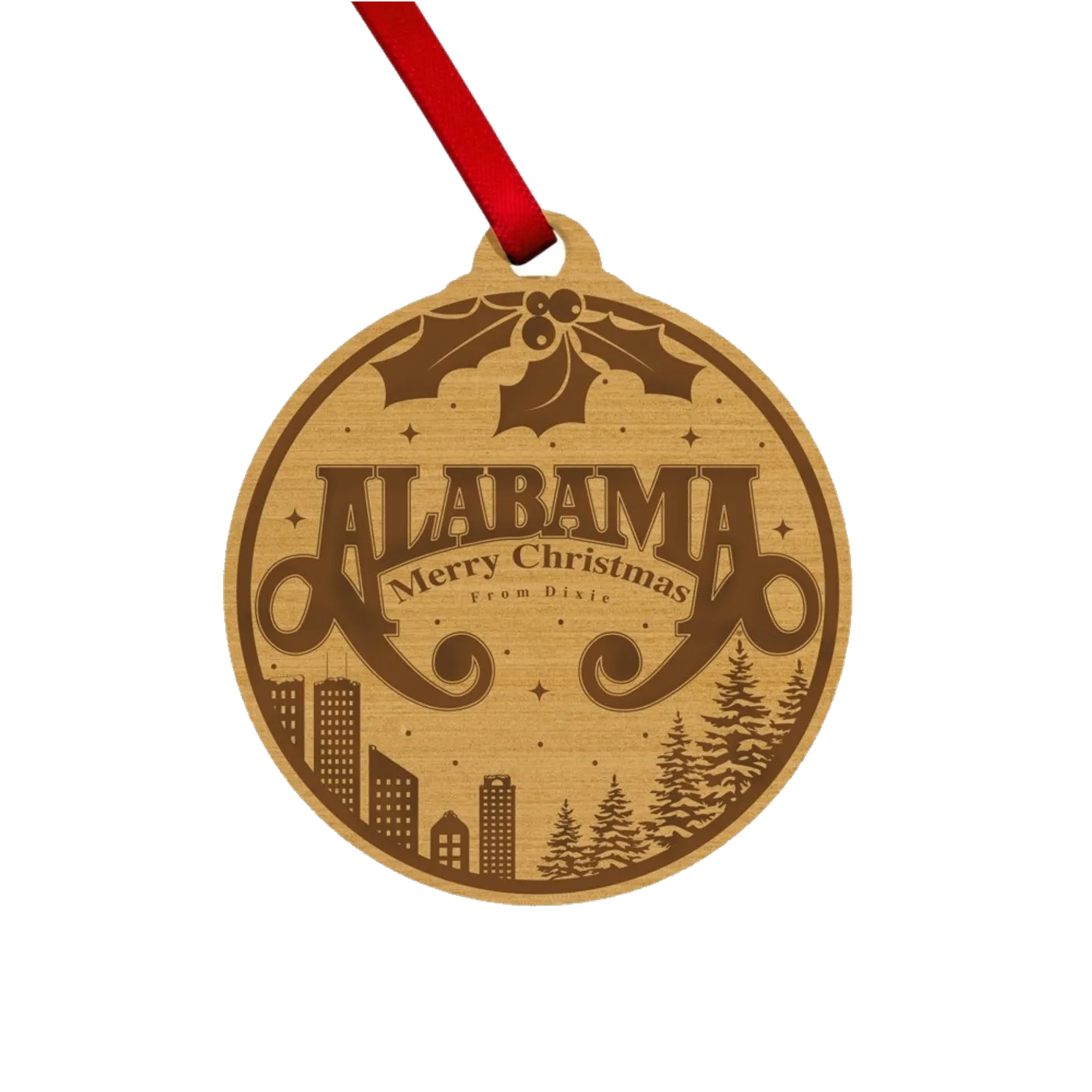 Alabama Wooden Christmas Ornament