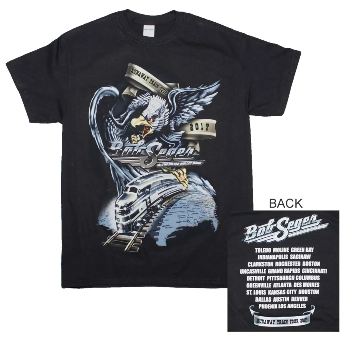 Bob Seger & The Silver Bullet Band T Shirt | Bob Seger Runaway Train 2017 Tour T-Shirt