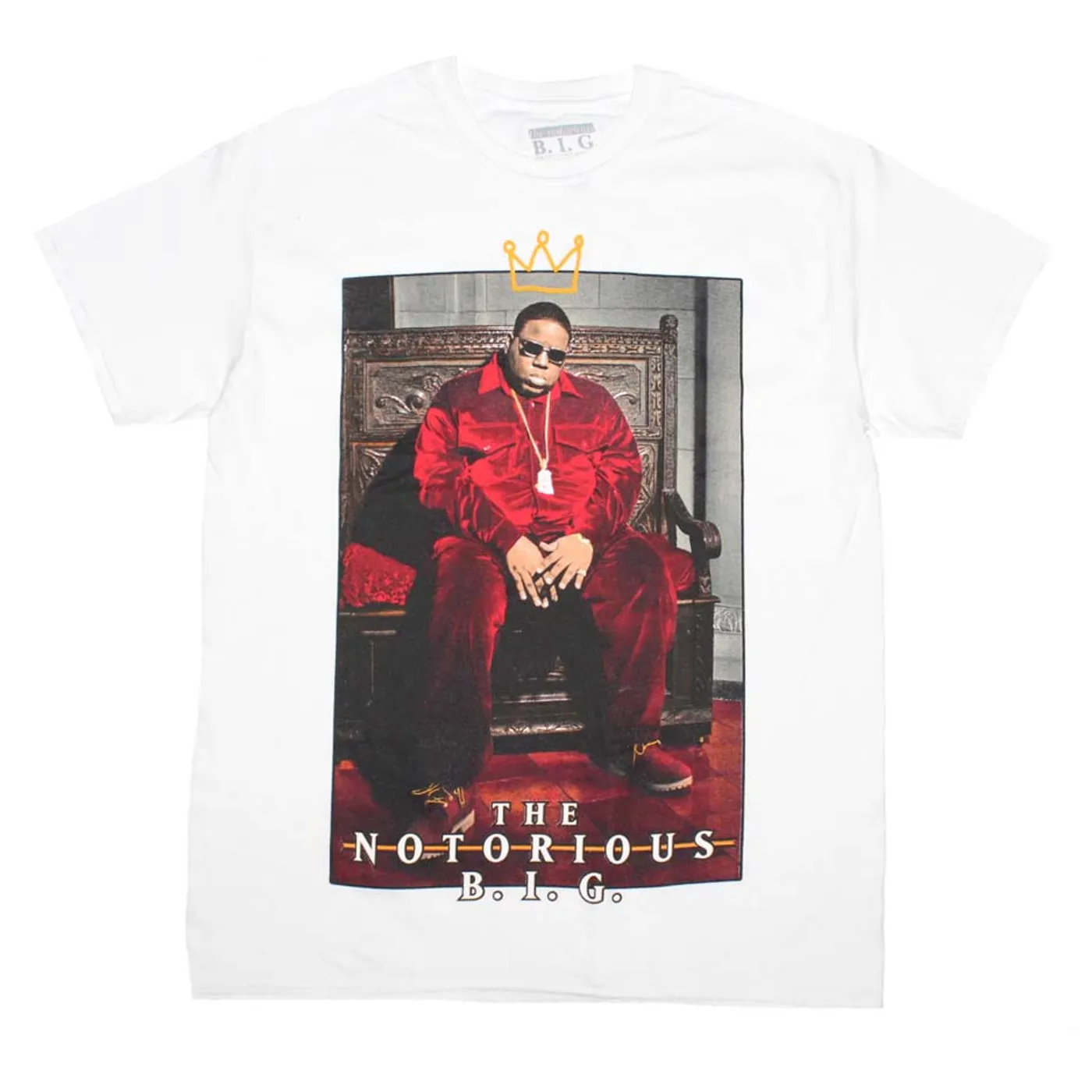 The Notorious B.I.G. T Shirt | Notorious B.I.G. Biggie Crown Throne White T-Shirt