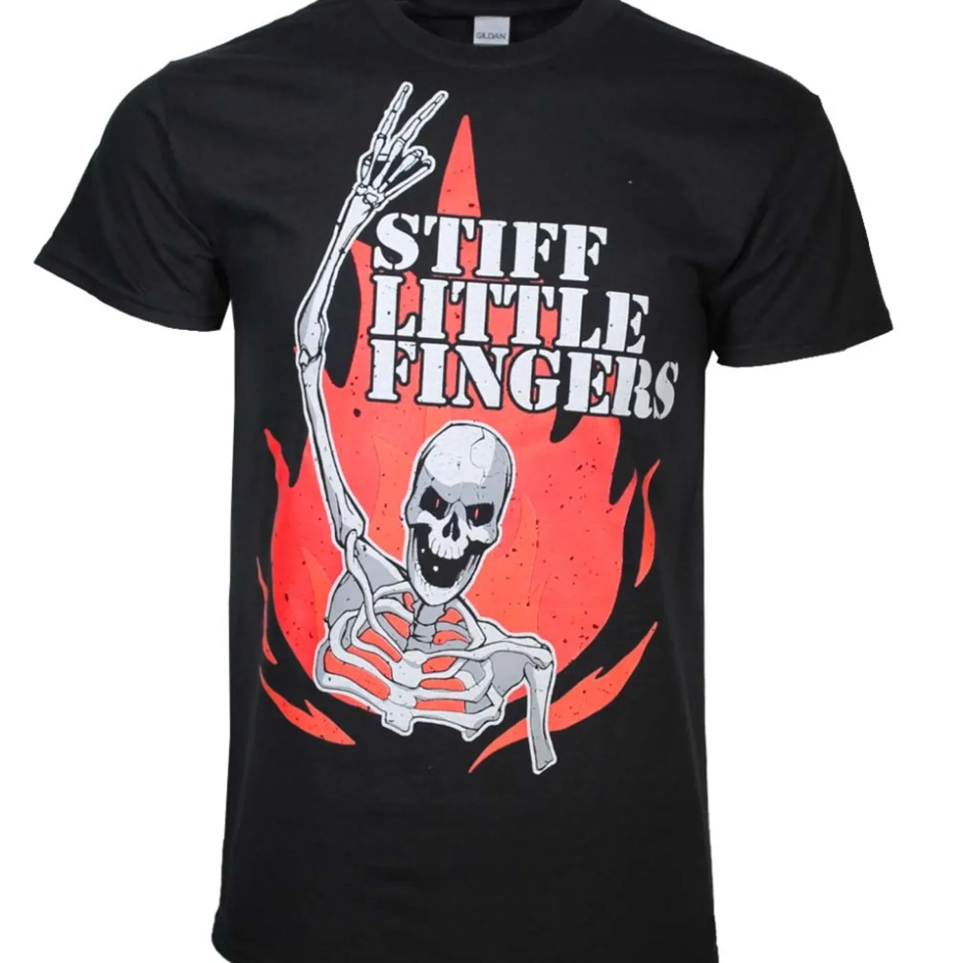 Stiff Little Fingers T Shirt | Stiff Little Fingers Skeleton Flame T-Shirt