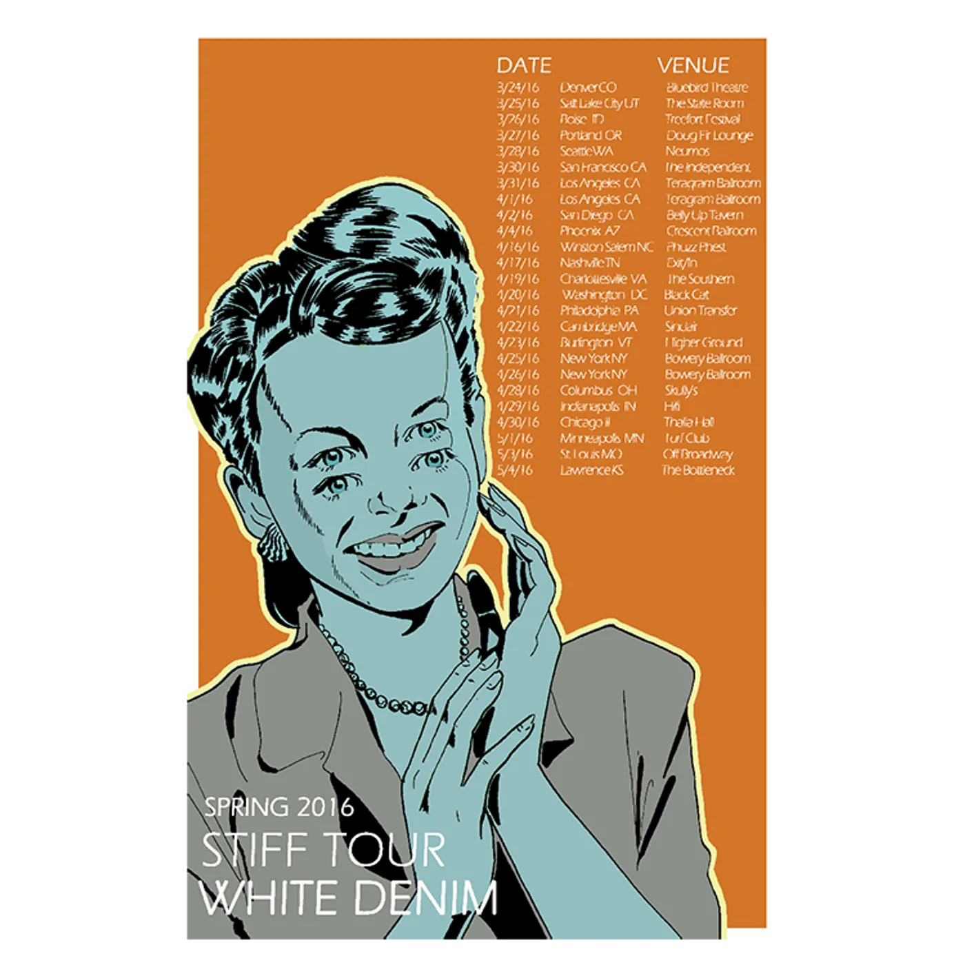 White Denim 2016 Tour Poster
