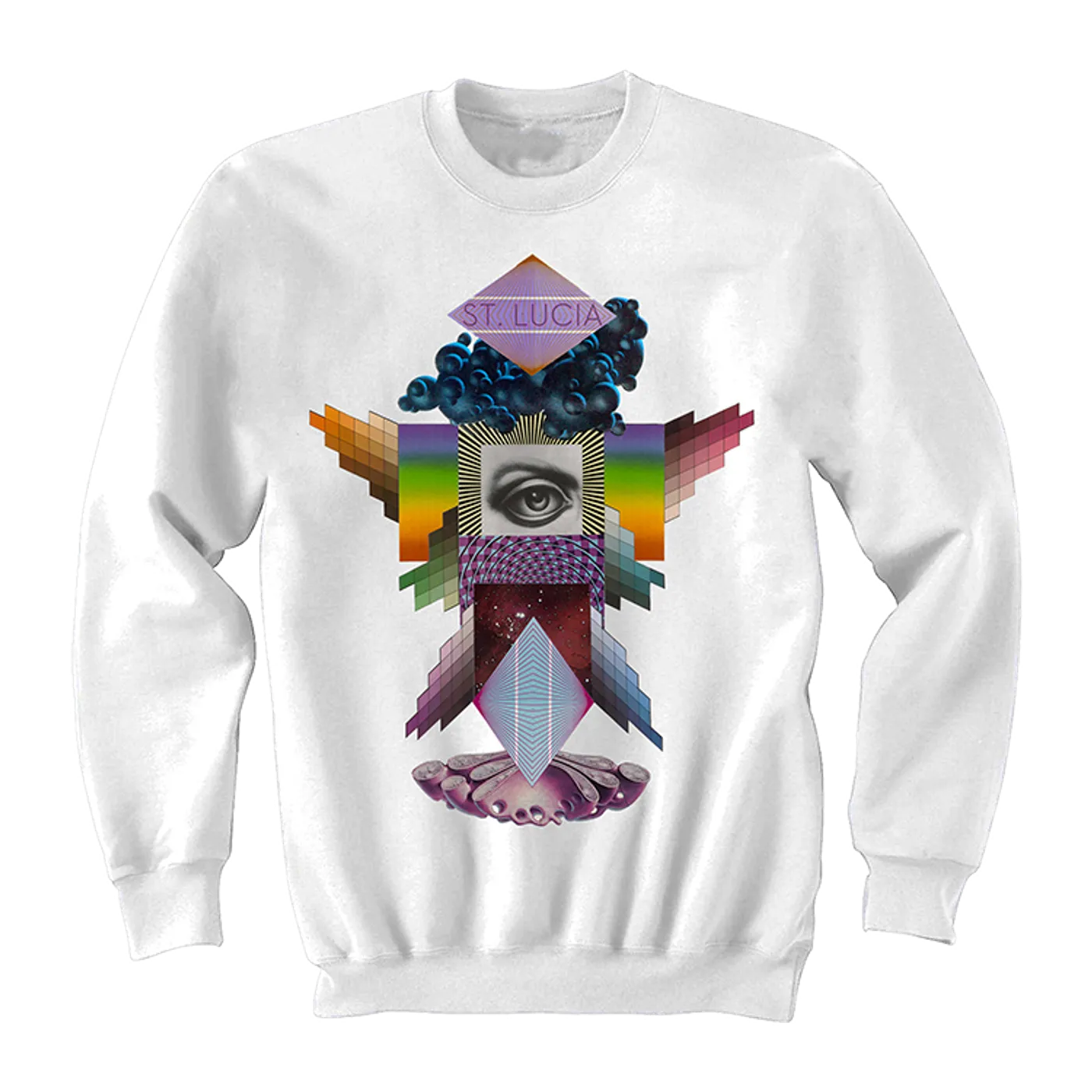 St. Lucia White Rainbow Eye Pullover
