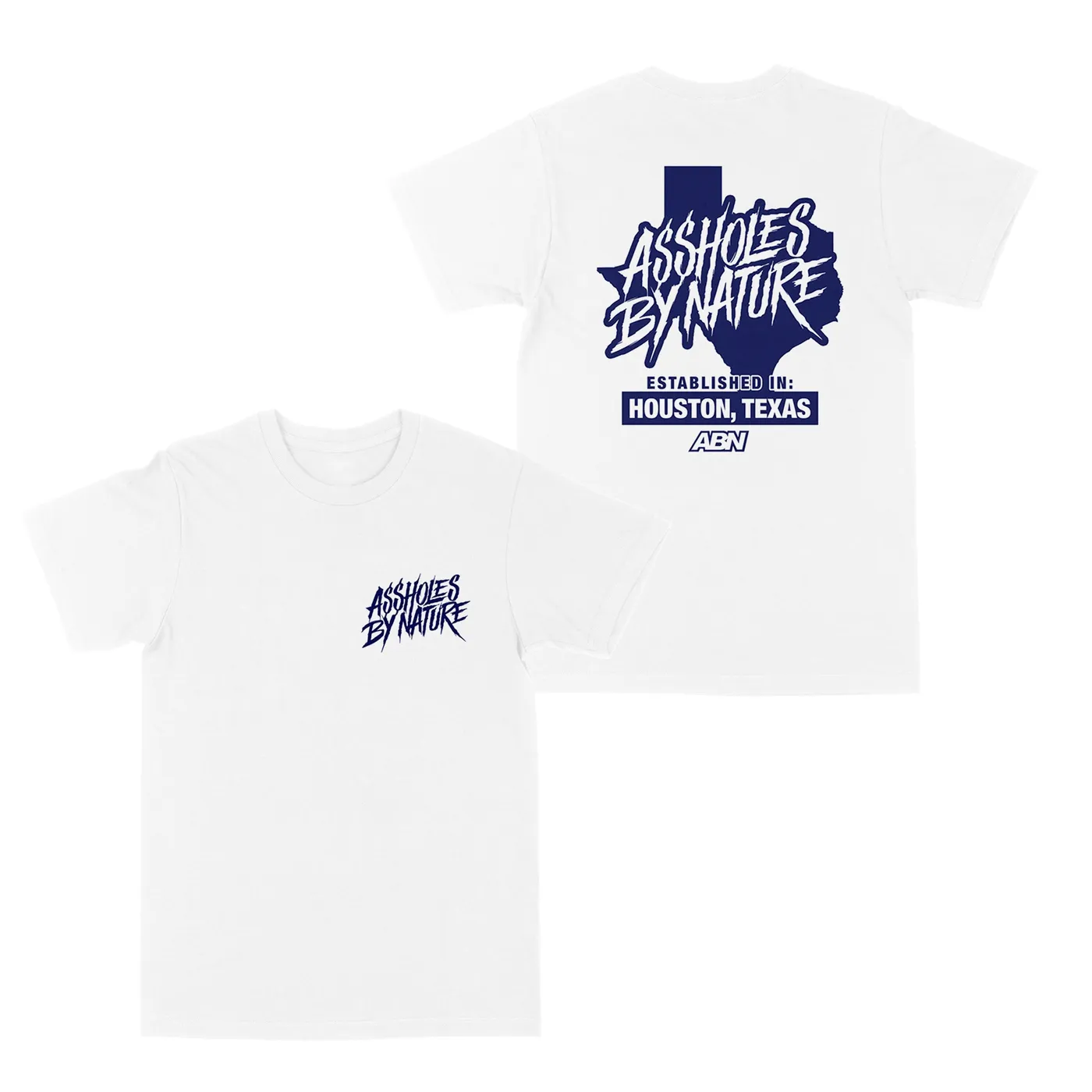 TraeMerch Assholes By Nature Established "Royal Blue Logo" White Tee,