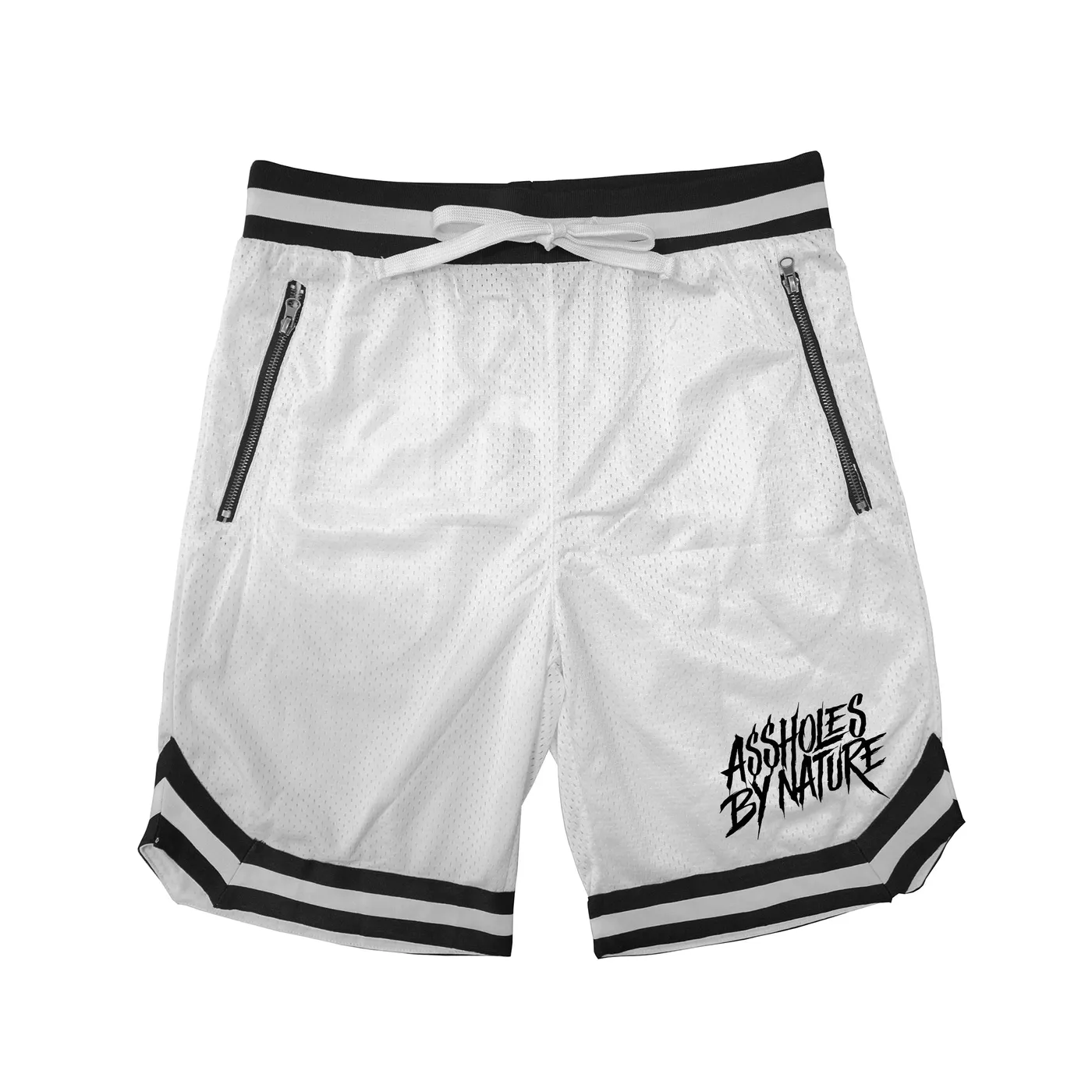 TraeMerch Assholes By Nature "Small Logo" White Mesh Shorts