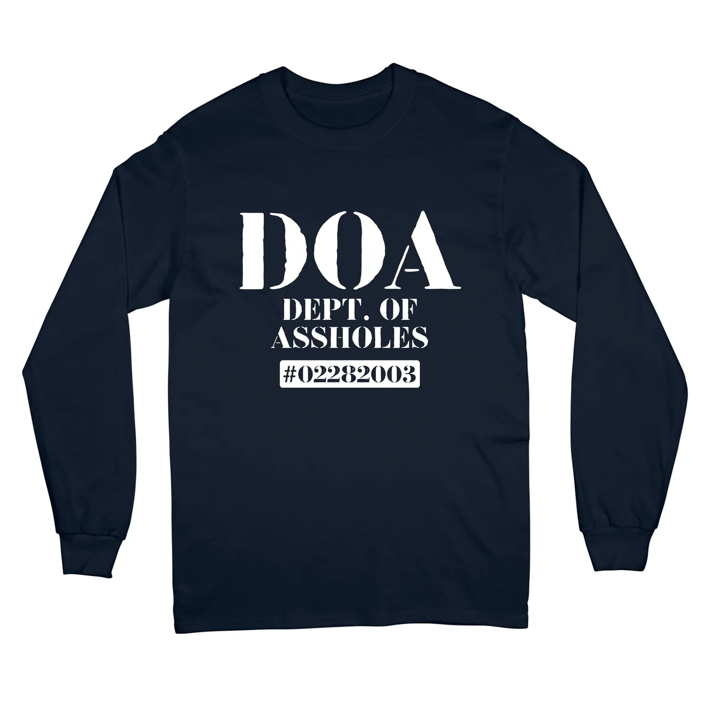 TraeMerch Department of Assholes "White Logo" Navy Long Sleeve