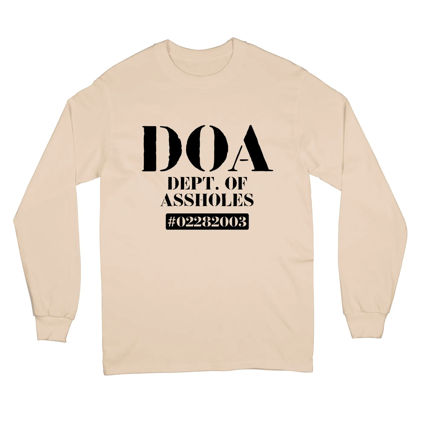 TraeMerch Department of Assholes "Black Logo" Sand Long Sleeve