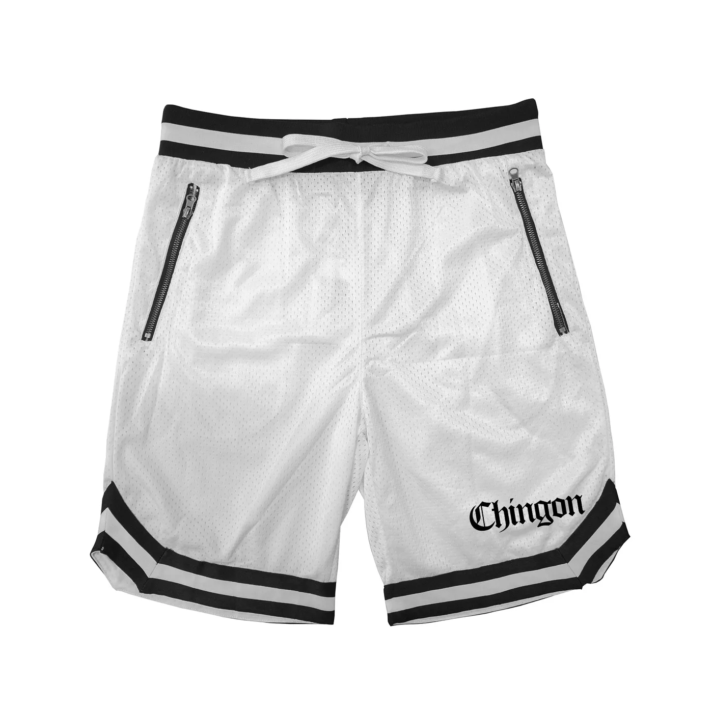 George Lopez Chingon "Small Logo" White Mesh Shorts