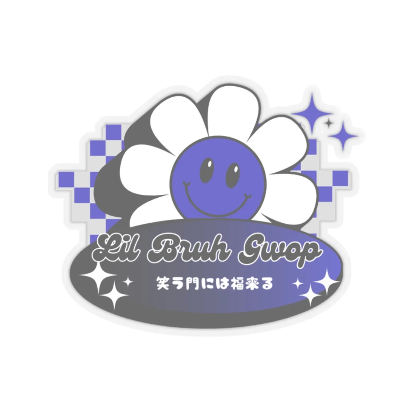 Lil Bruh Gwop SMILE FLOWER STICKER - BLUE