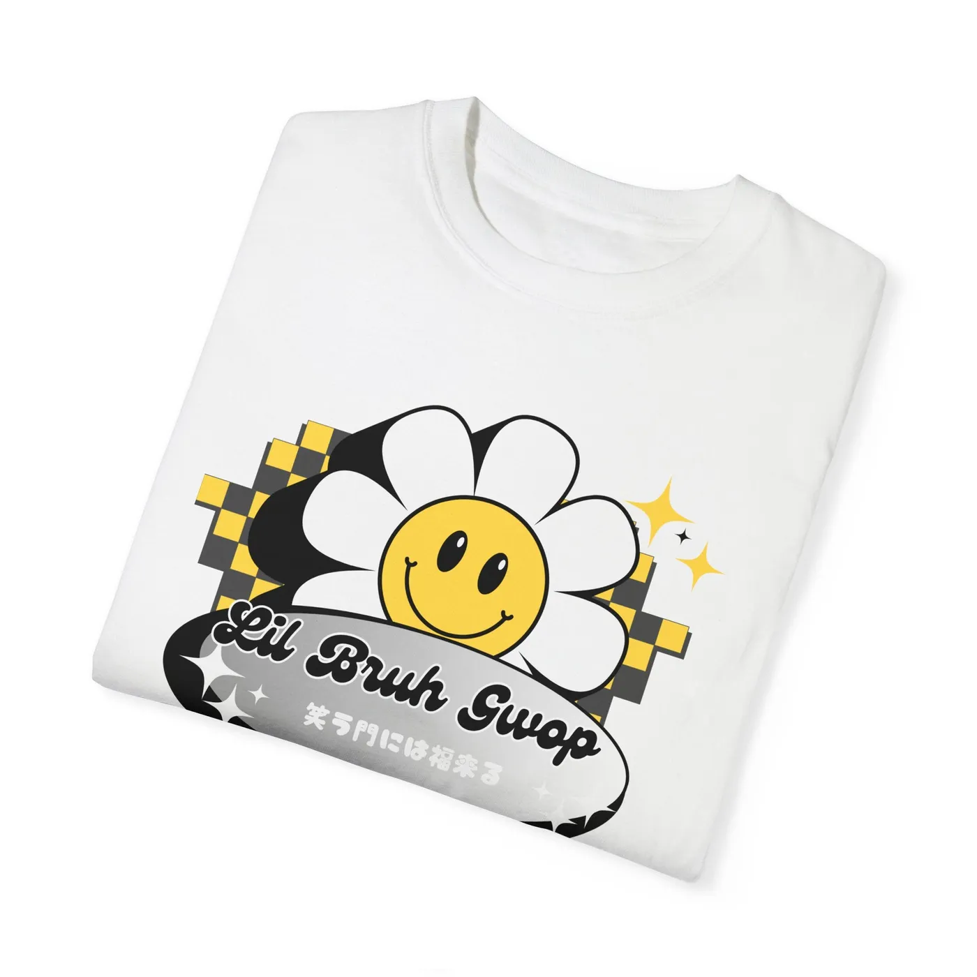Lil Bruh Gwop SMILE FLOWER TEE - WHITE/YELLOW
