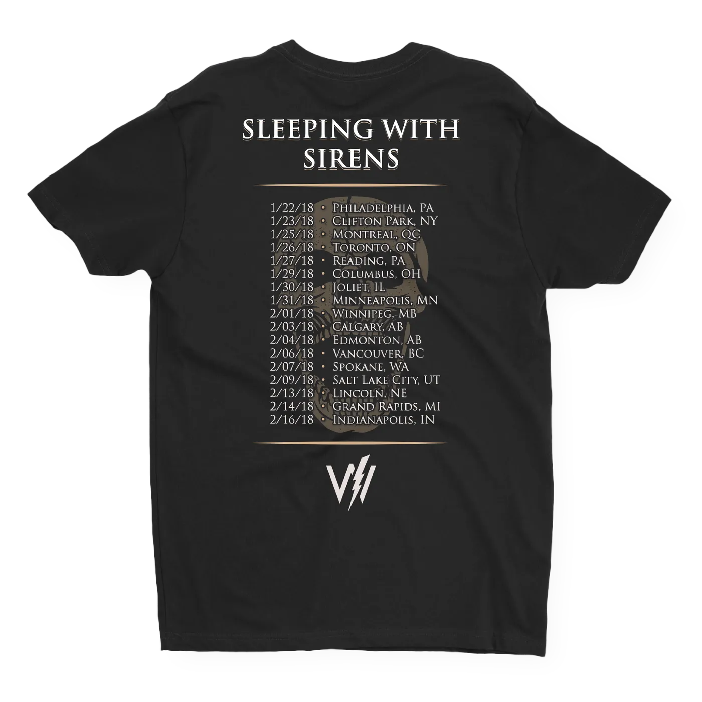 Sleeping With Sirens Skull Seal 2018 Tour Tee
