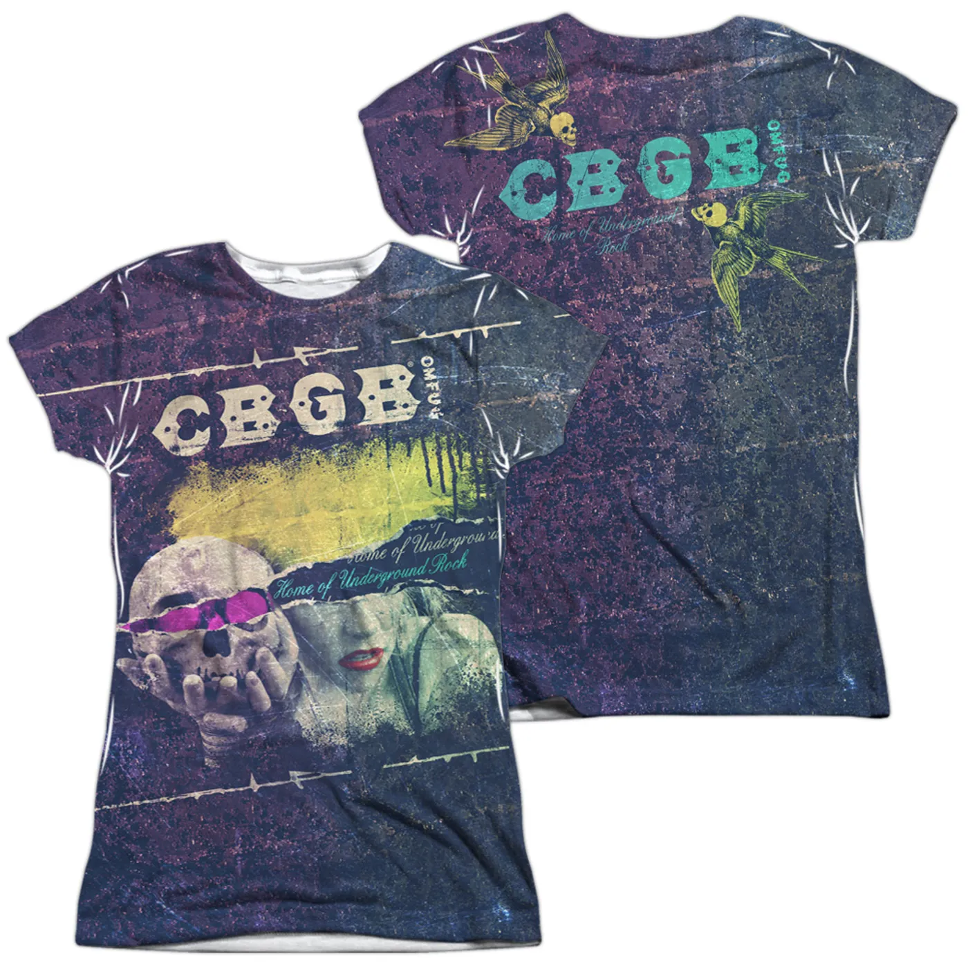 Cbgb Junior's T Shirt | TORN (FRONT/BACK PRINT) Sublimated Tee