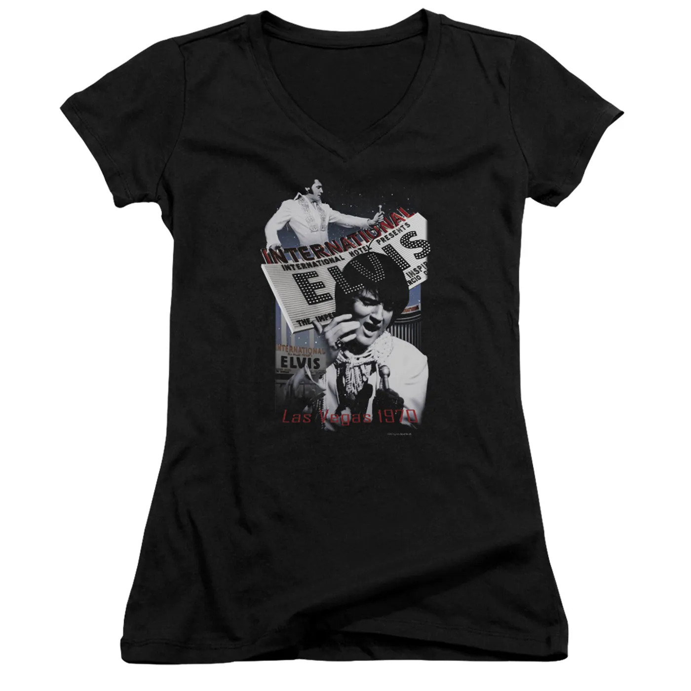 Elvis Presley Junior's V-Neck Shirt | INTERNATIONAL HOTEL Junior's Tee