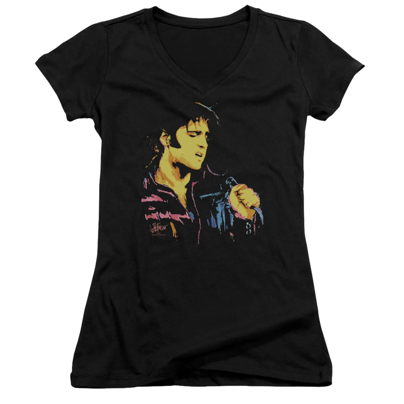 Junior's V-Neck Shirt | NEON Elvis Presley Junior's Tee