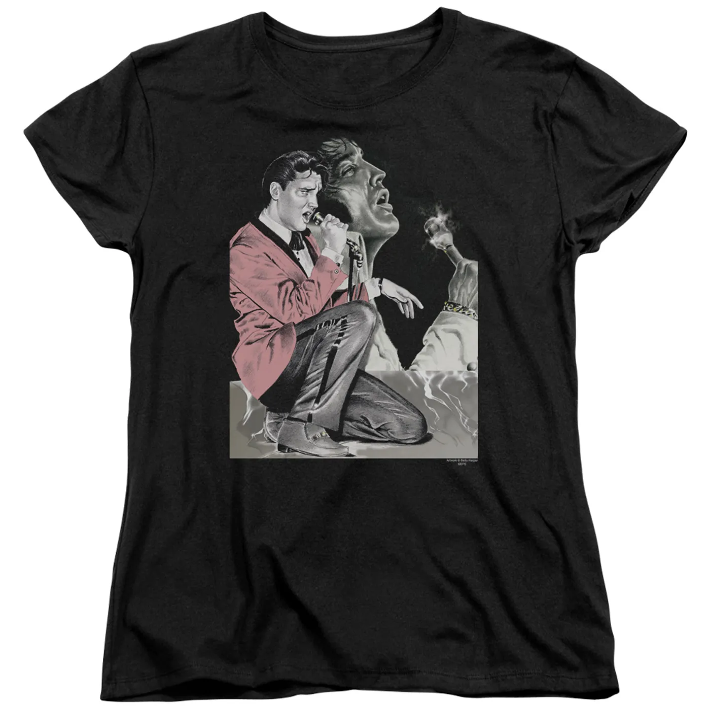 Elvis Presley Women's Shirt | ROCK N ROLL SMOKE Ladies Tee