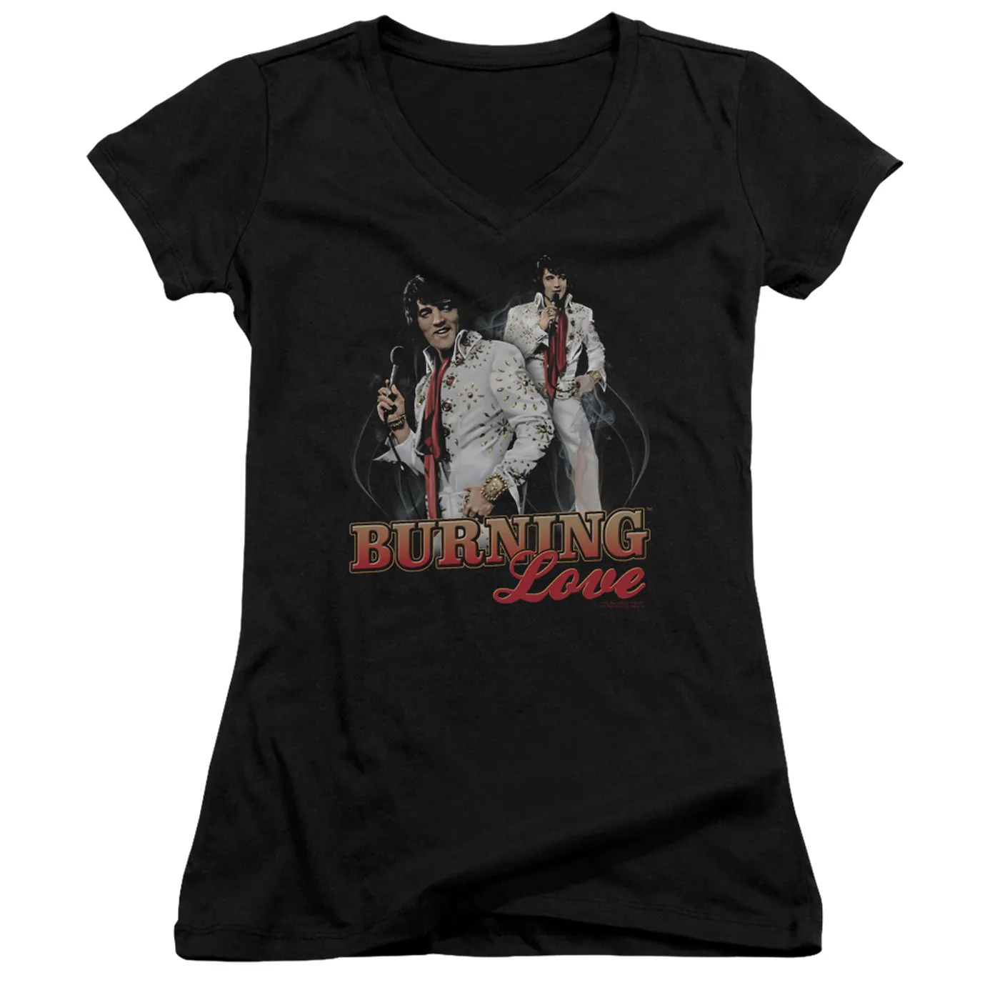 Elvis Presley Junior's V-Neck Shirt | BURNING LOVE Junior's Tee