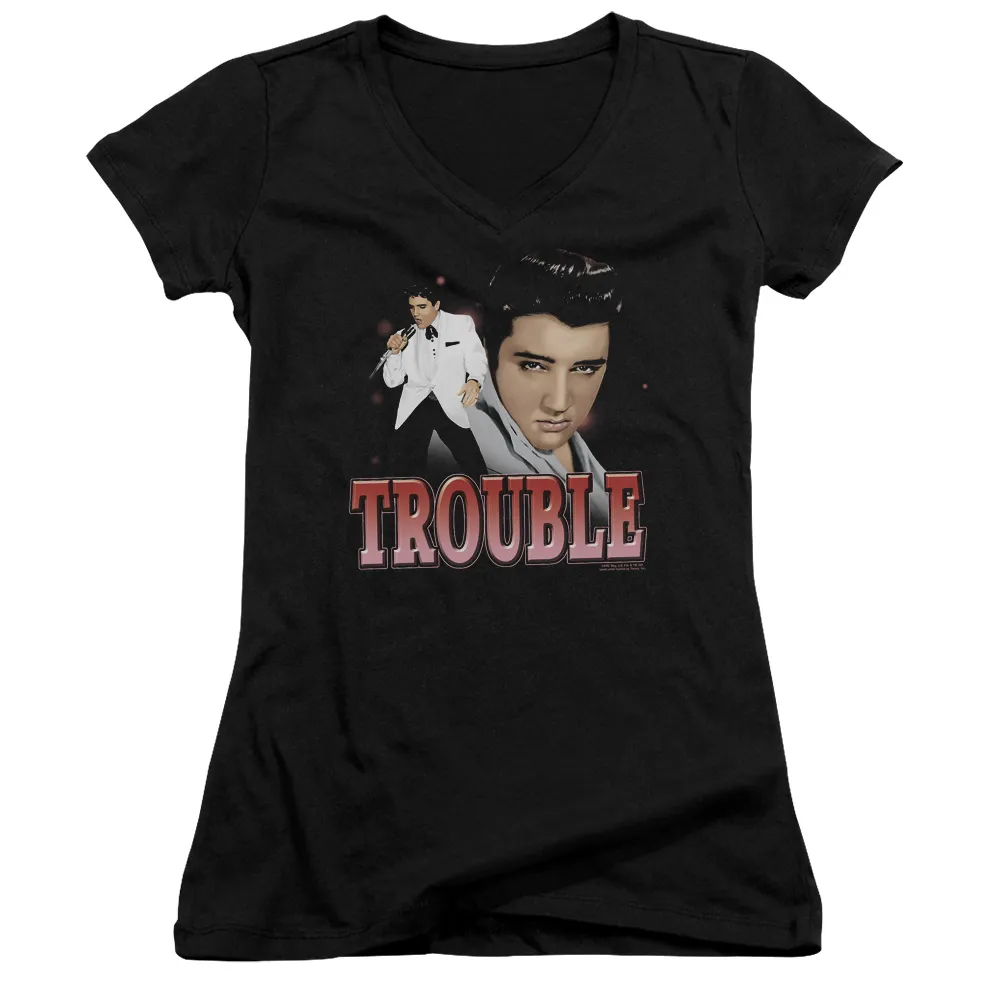 Junior's V-Neck Shirt | TROUBLE Junior's Tee