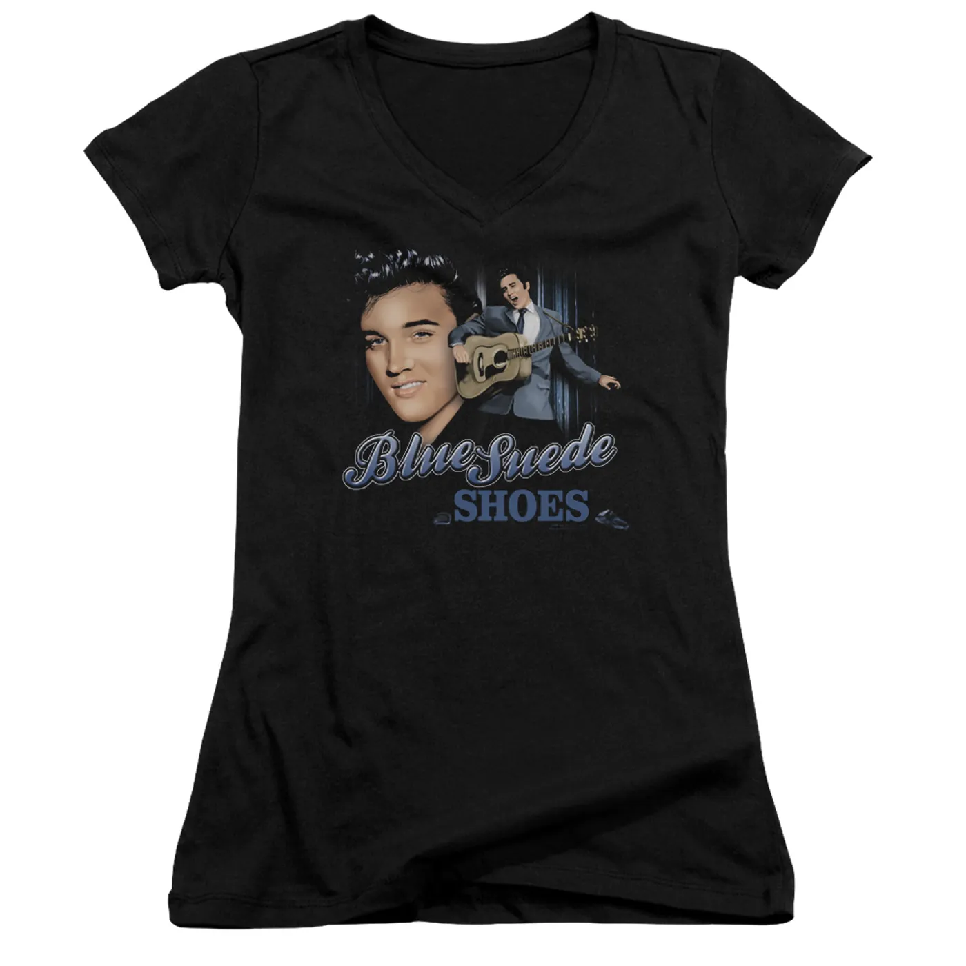 Elvis Presley Junior's V-Neck Shirt | BLUE SUEDE SHOES Junior's Tee