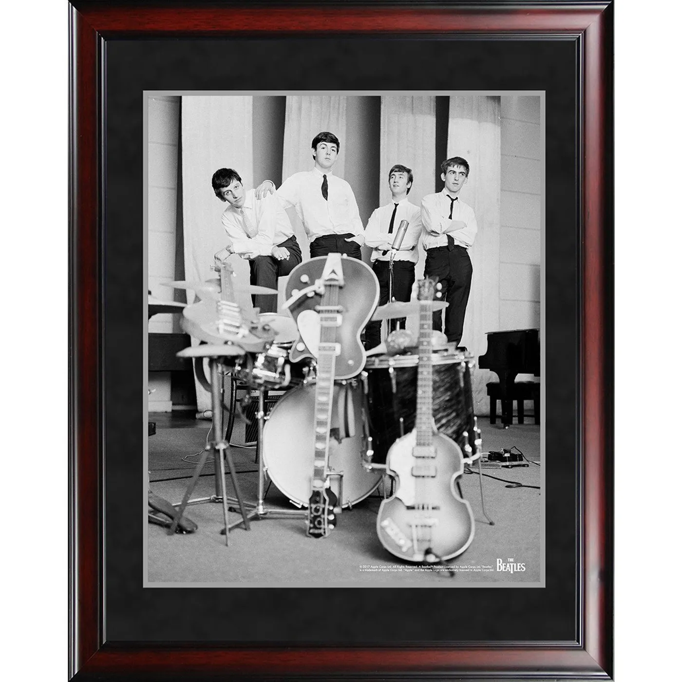 The Beatles '1962 Black and White Pose With Instruments' 8x10 Framed Photo
